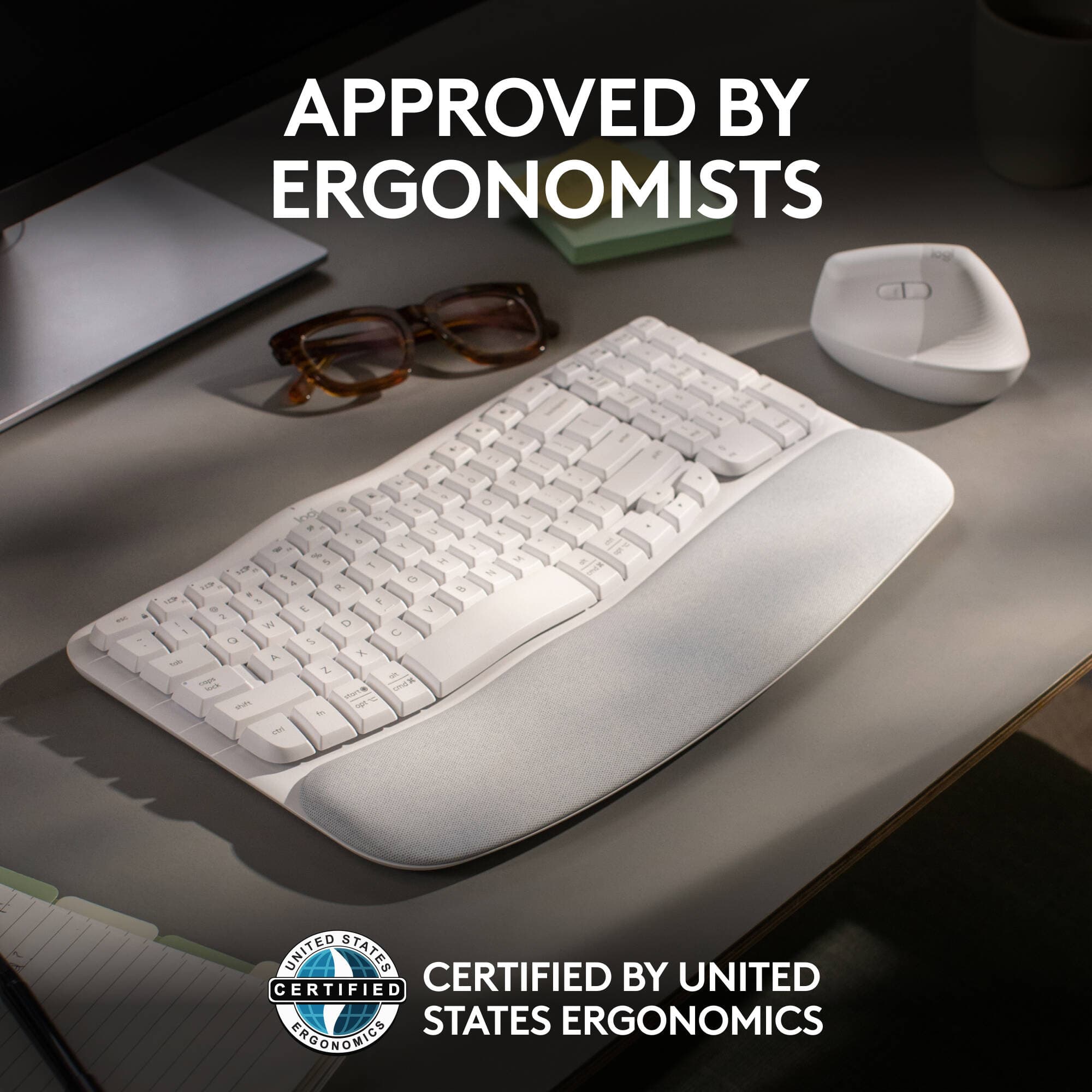 Logitech Wireless Wave Keys ergonomic wireless keyboard in Off White