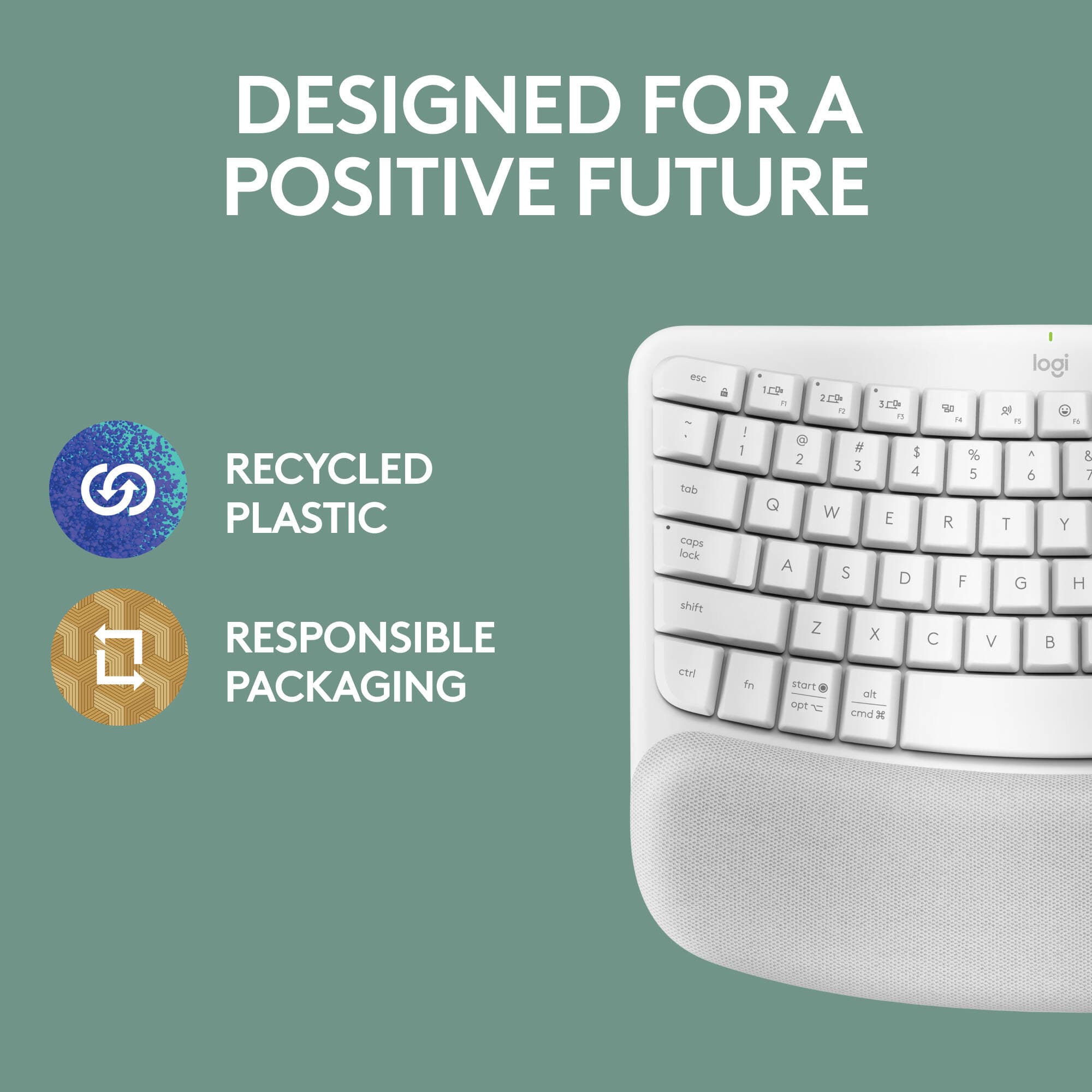 Logitech Wireless Wave Keys ergonomic wireless keyboard in Off White