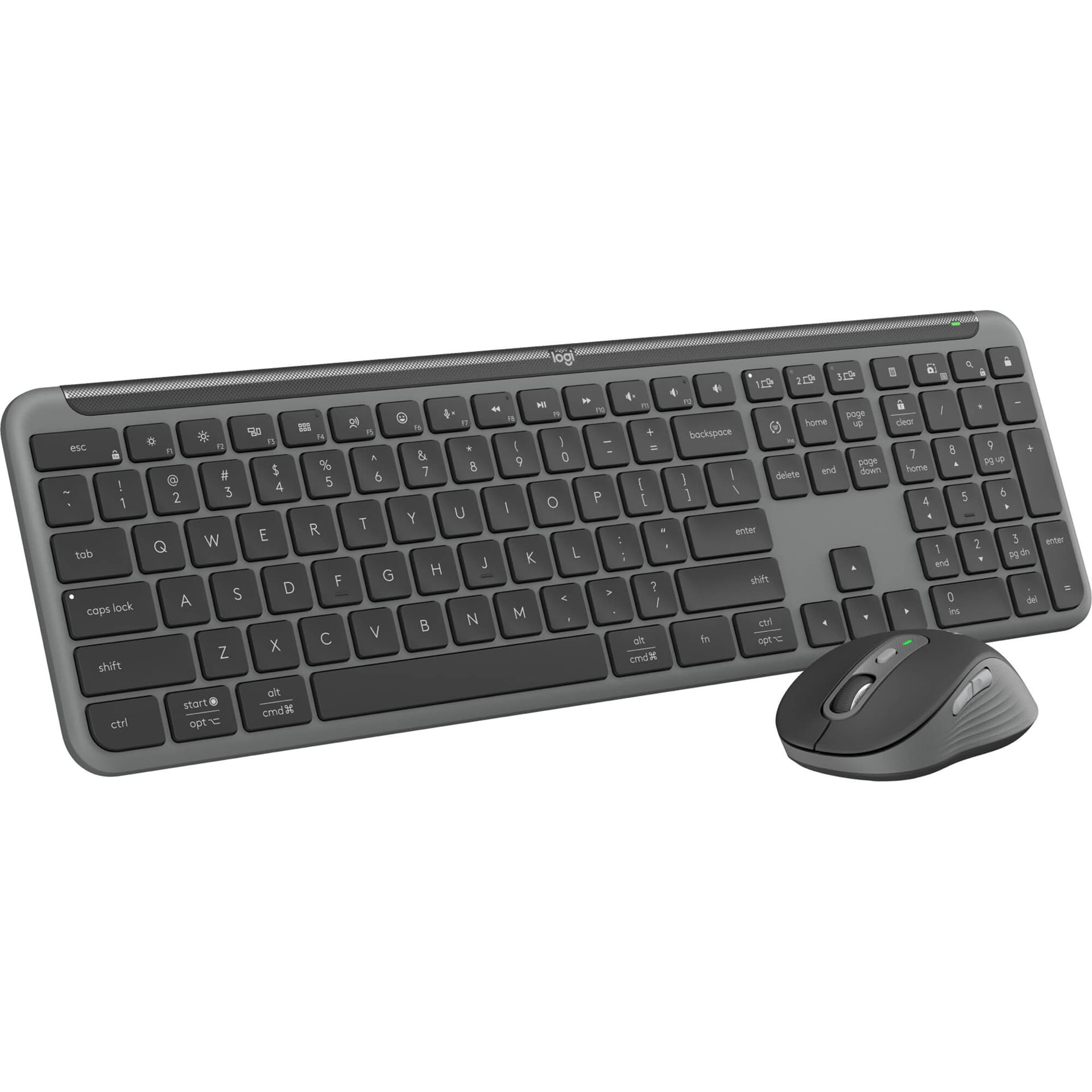 Logitech MK955 Signature Slim Combo wireless keyboard and mouse in graphite for business desktops