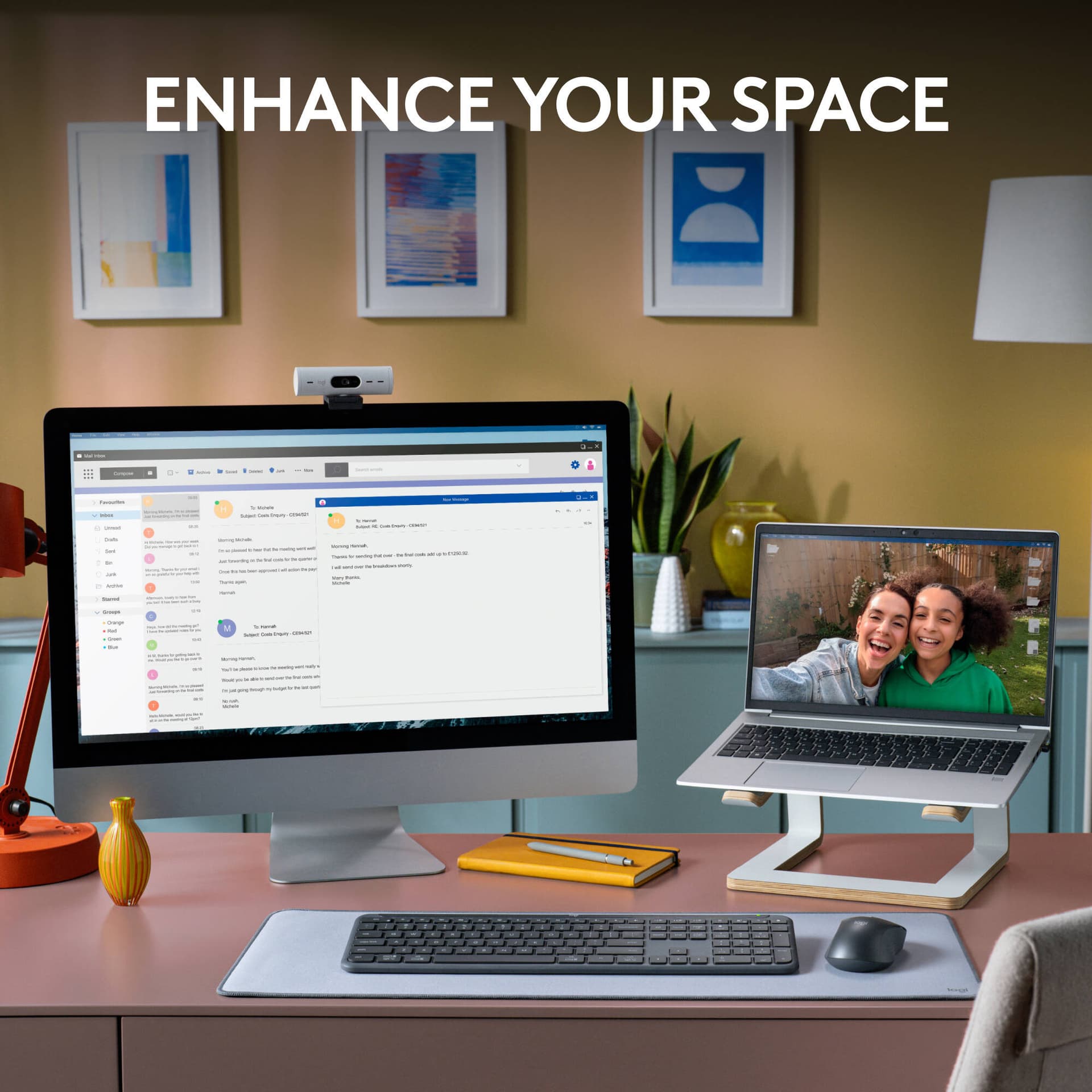 Logitech MK955 Signature Slim Combo wireless keyboard and mouse in graphite for business desktops