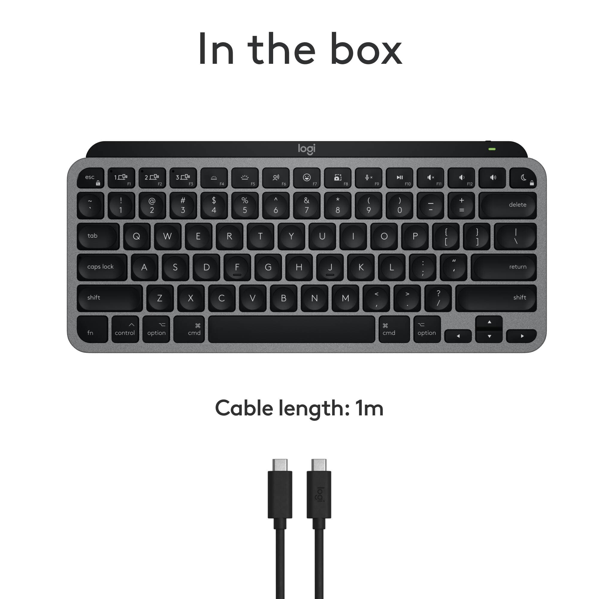 Logitech MX Keys Mini wireless keyboard for Mac in grey, compact low-profile layout