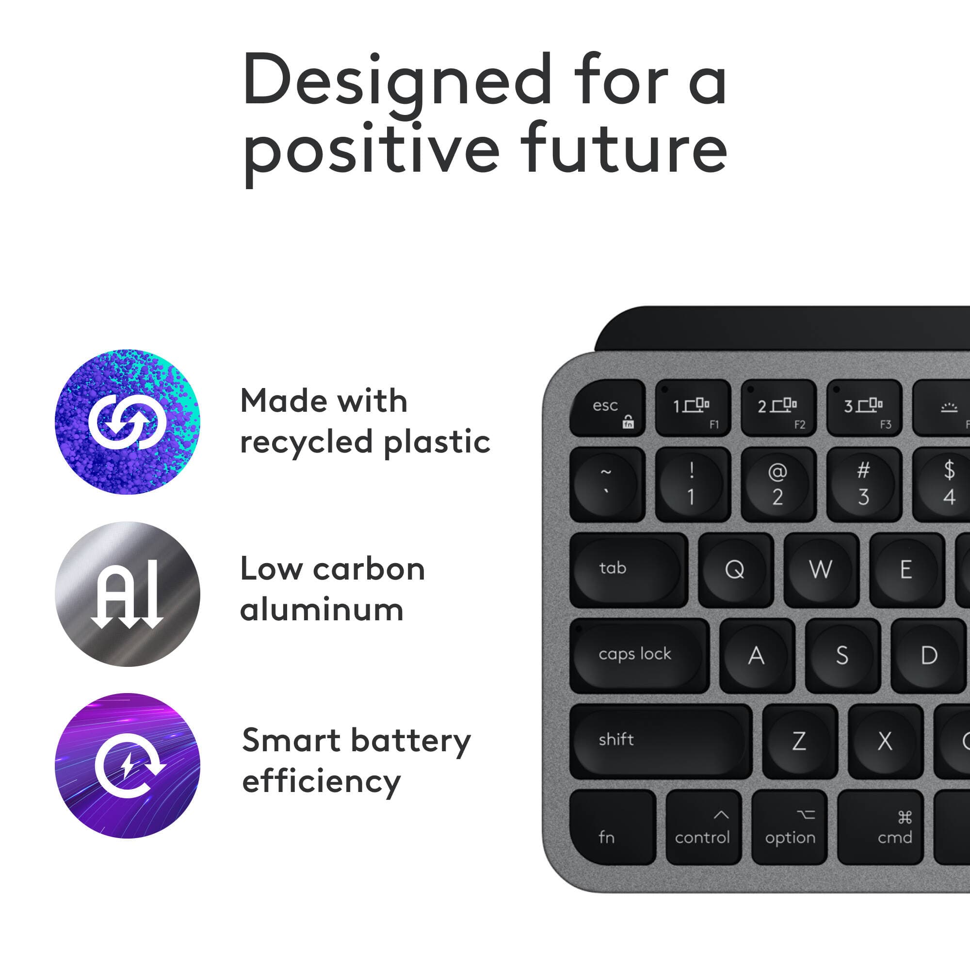 Logitech MX Keys Mini wireless keyboard for Mac in grey, compact low-profile layout