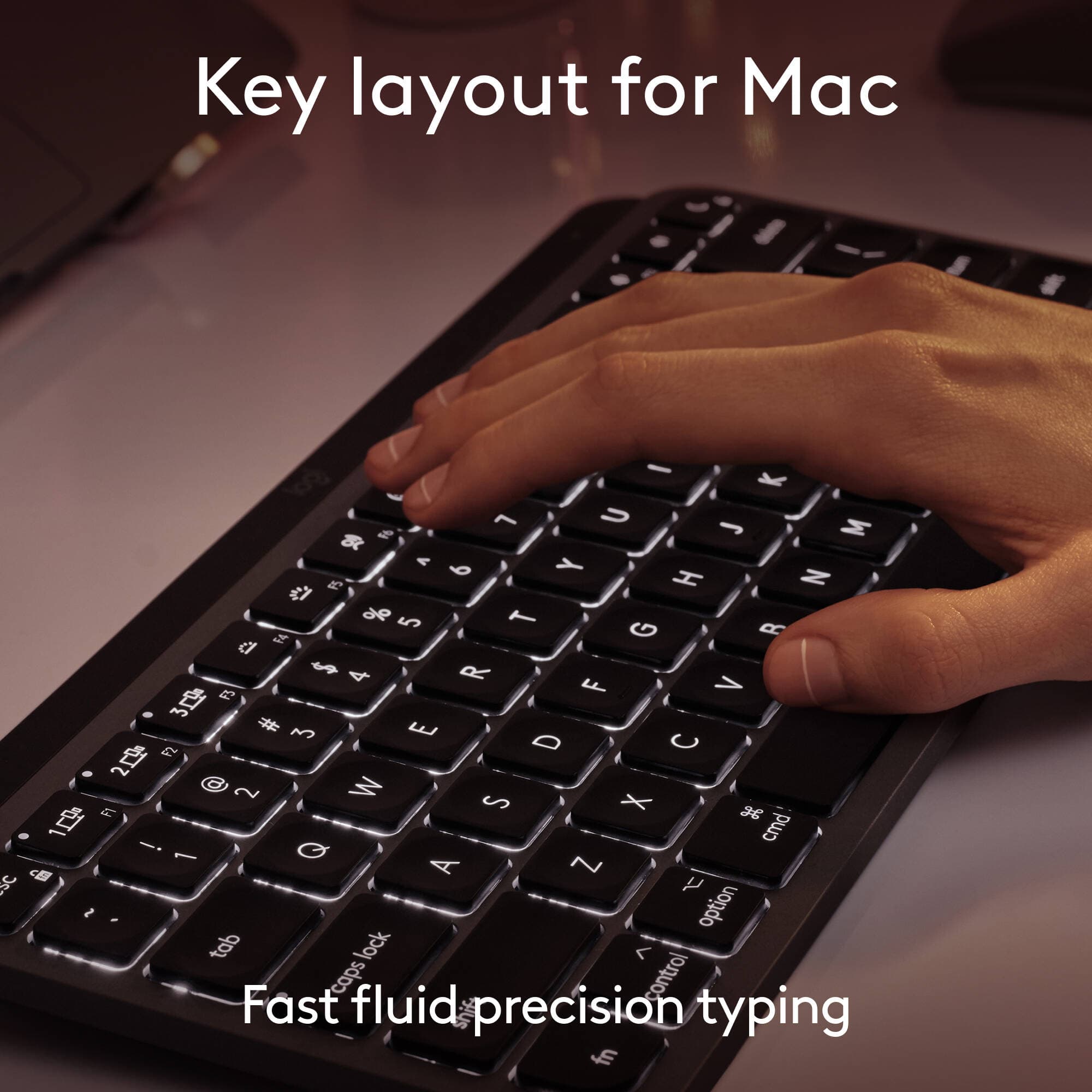 Logitech MX Keys Mini wireless keyboard for Mac in grey, compact low-profile layout