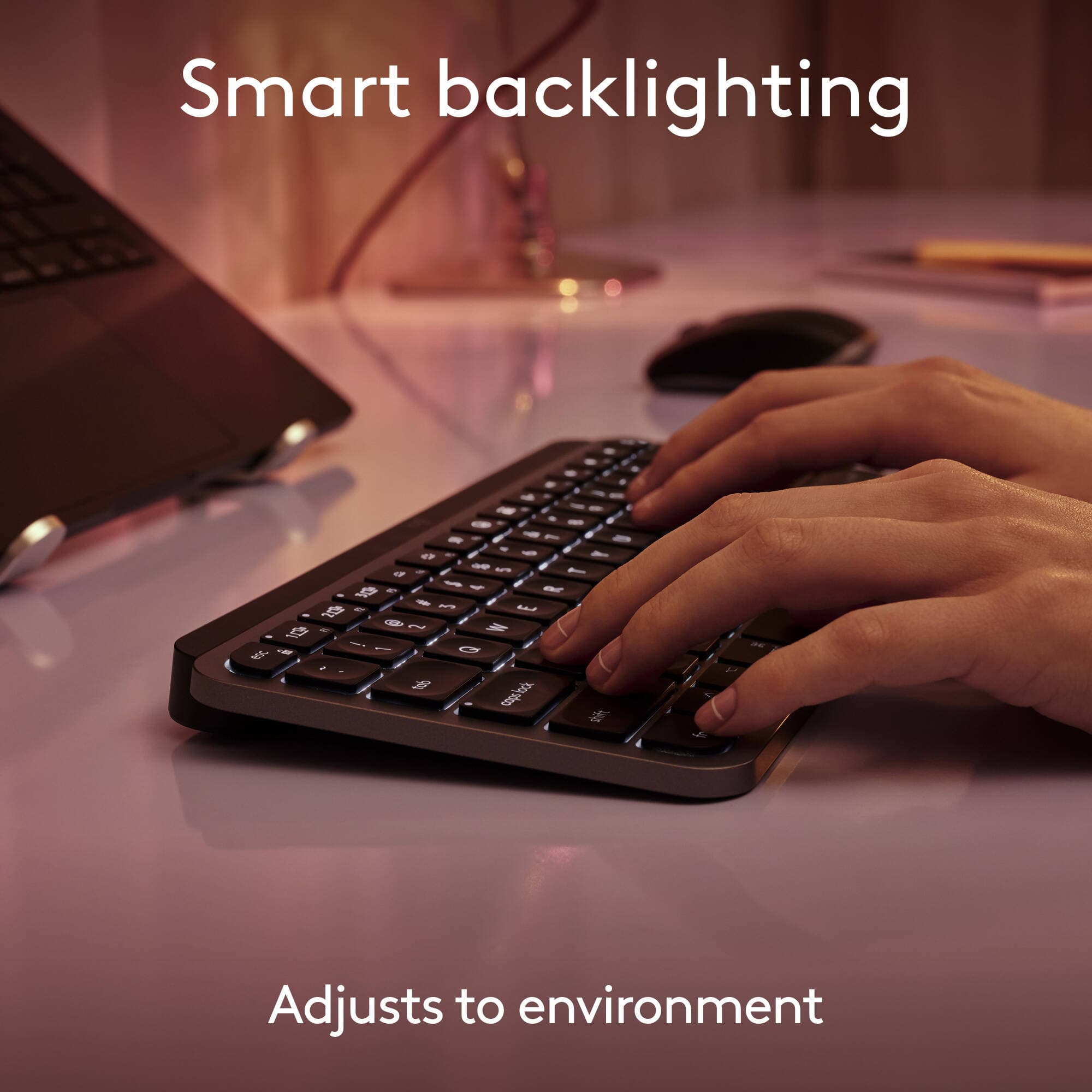 Logitech MX Keys Mini wireless keyboard for Mac in grey, compact low-profile layout