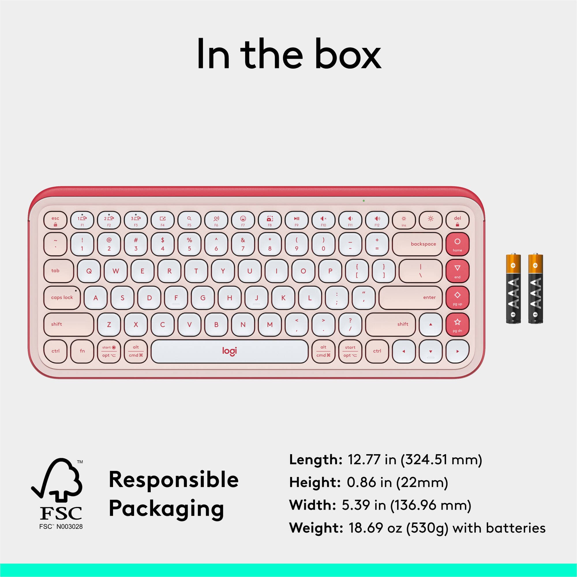 Logitech POP Icon Keys Rose and Off White compact Bluetooth wireless keyboard