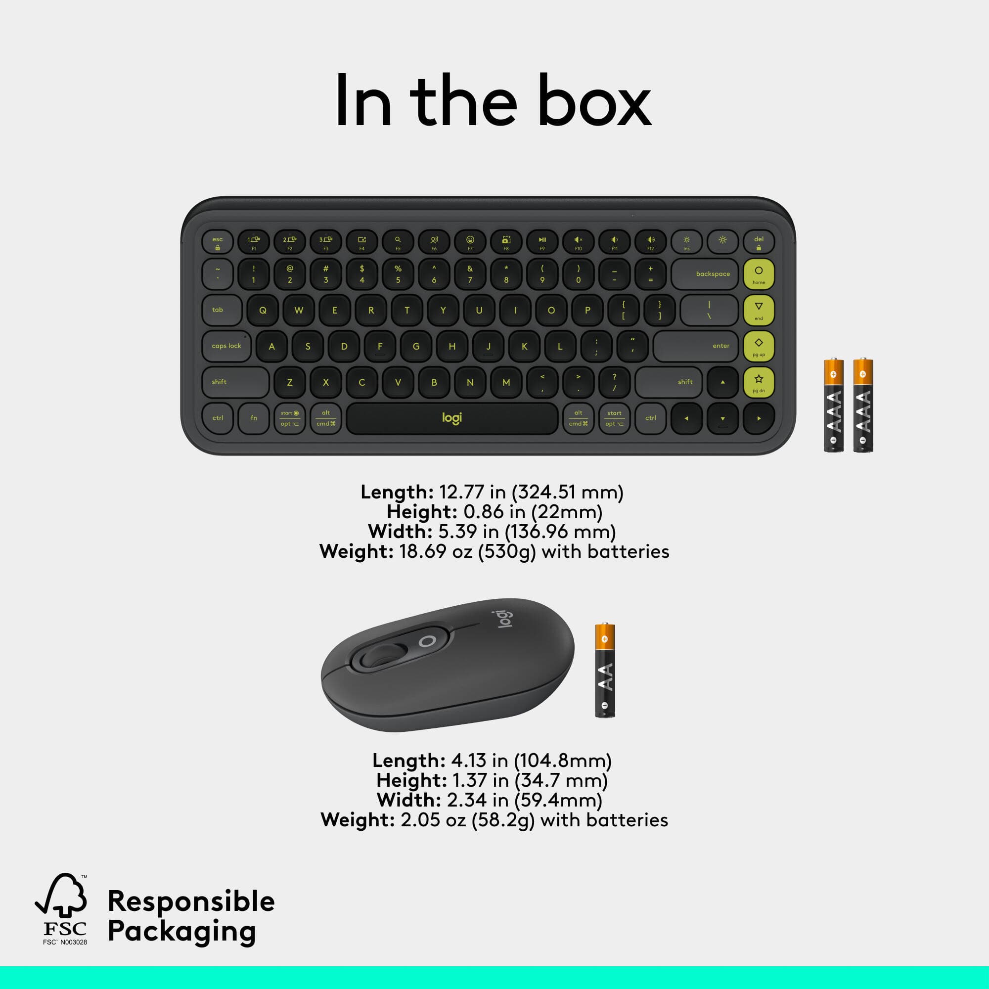 Logitech POP Icon Combo wireless keyboard and mouse set in Graphite-Lime