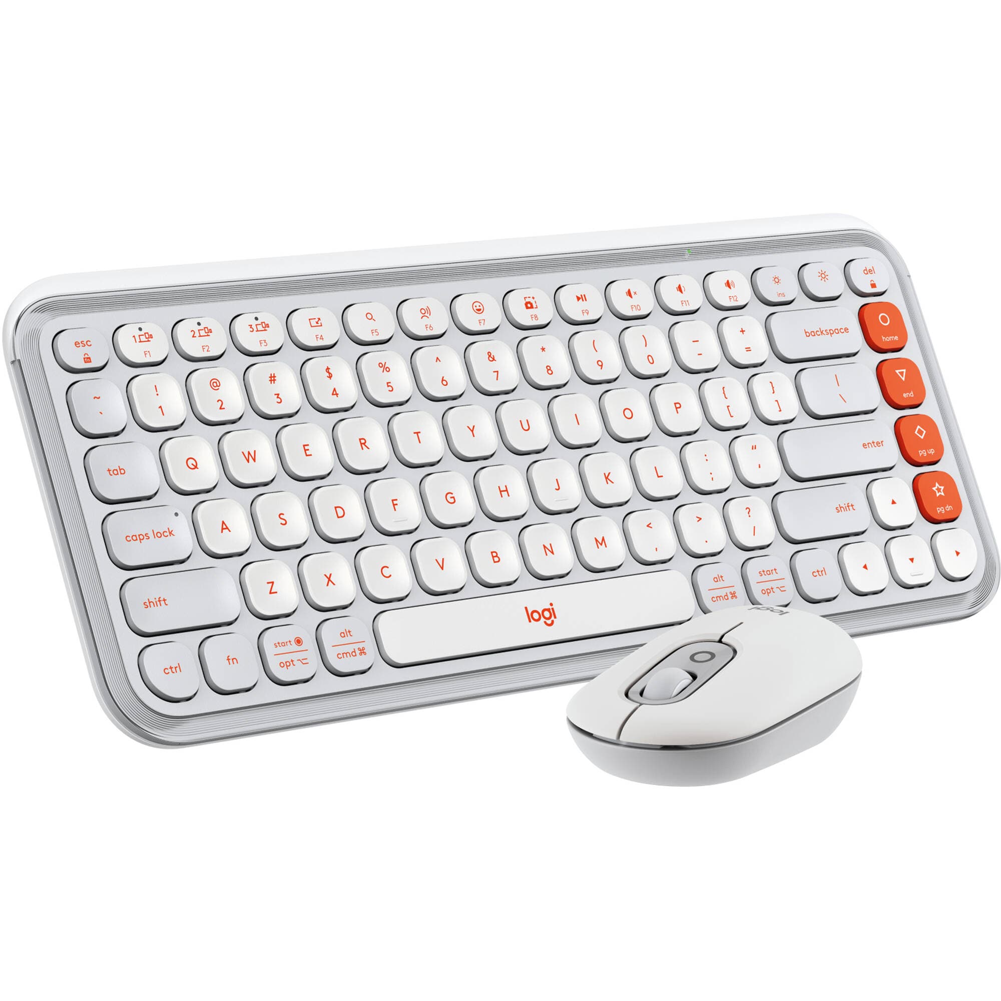 Logitech POP Icon Combo White Orange Keyboard Mouse Set | Wireless