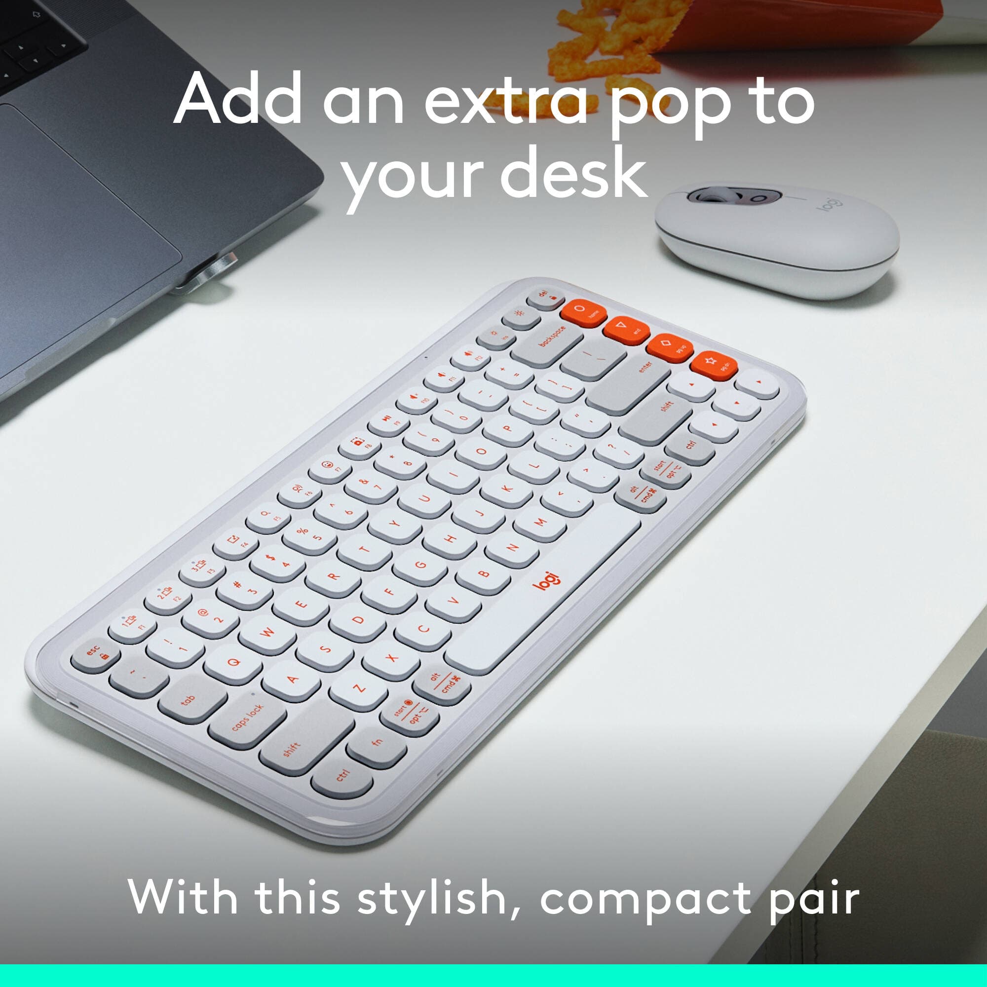 Logitech POP Icon Combo White Orange wireless keyboard and mouse set