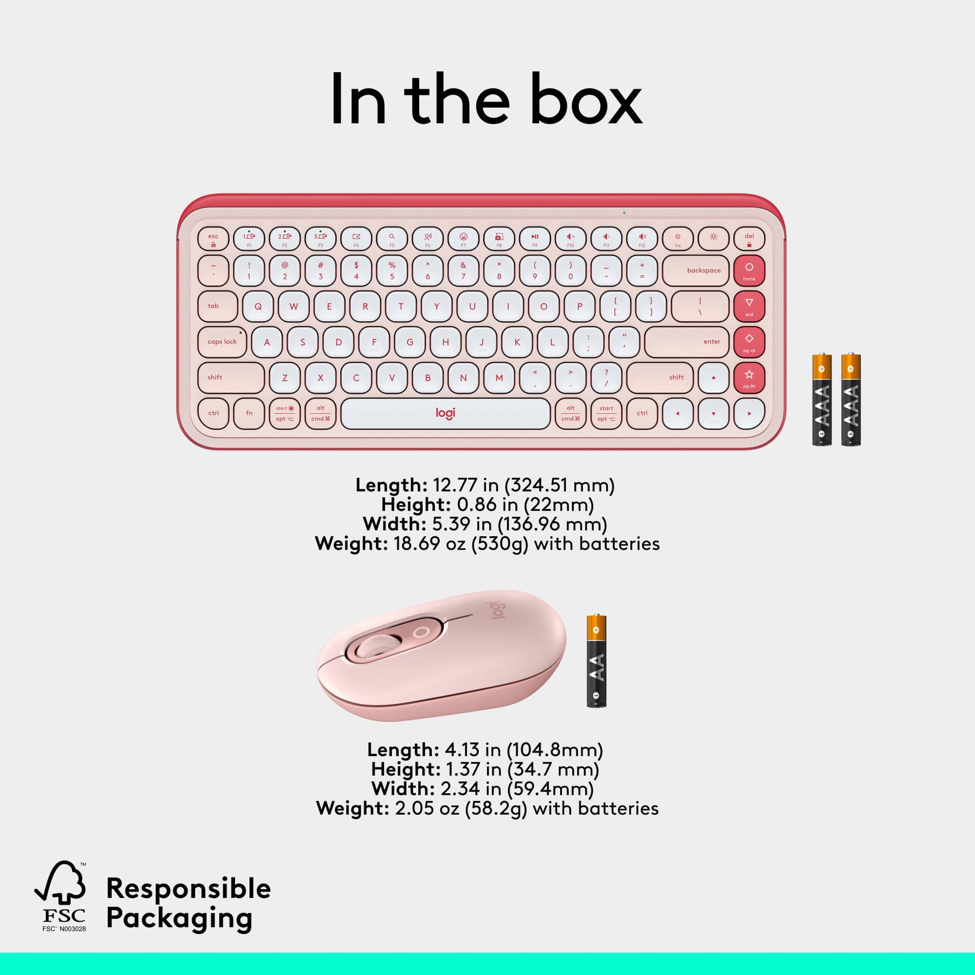 Logitech POP Icon Combo wireless keyboard and mouse set in Rose Off White