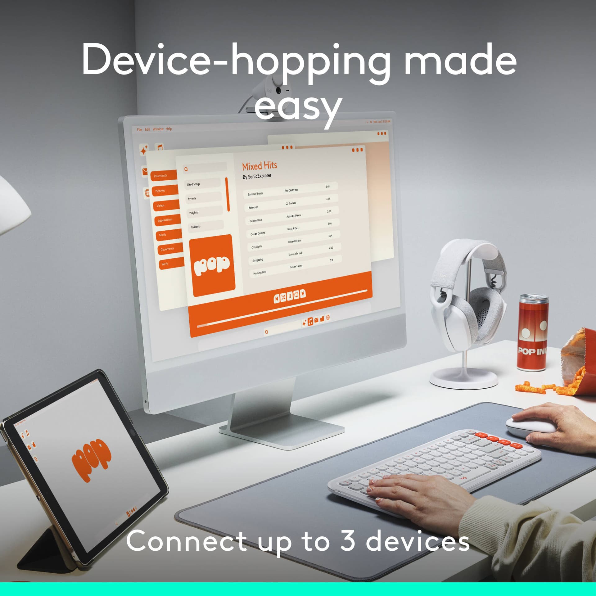 Logitech POP Icon Combo wireless keyboard and mouse set in Rose Off White