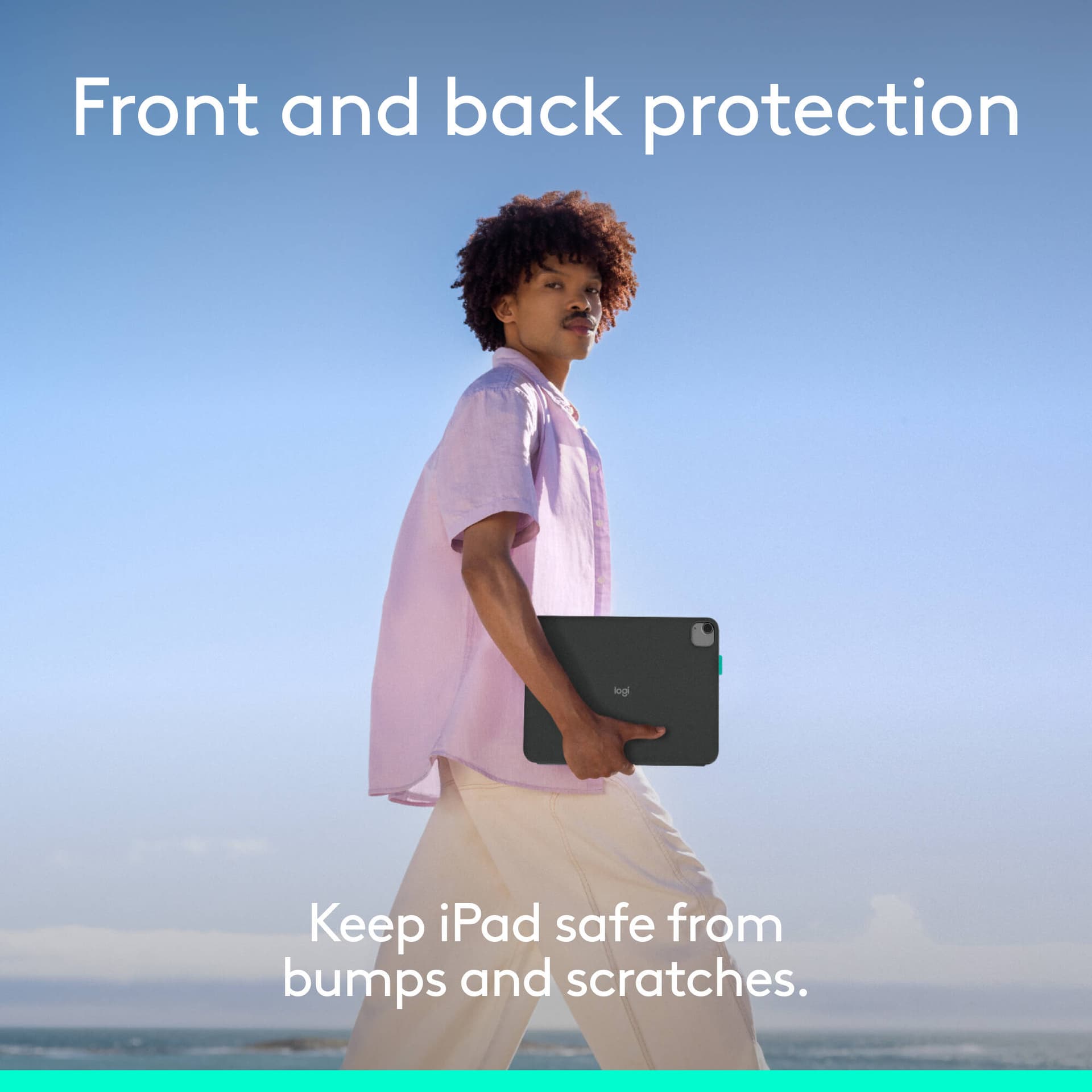 Logitech Flip Folio for iPad Air and iPad Pro 11-inch in Graphite with stowable keyboard