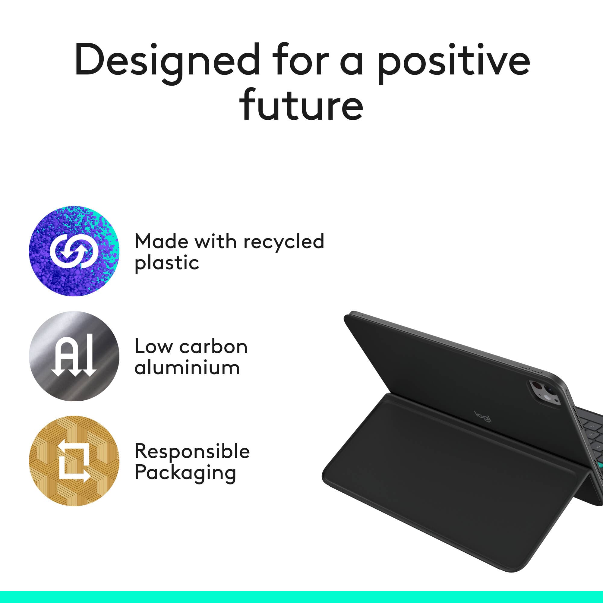 Logitech Flip Folio for iPad Air and iPad Pro 11-inch in Graphite with stowable keyboard