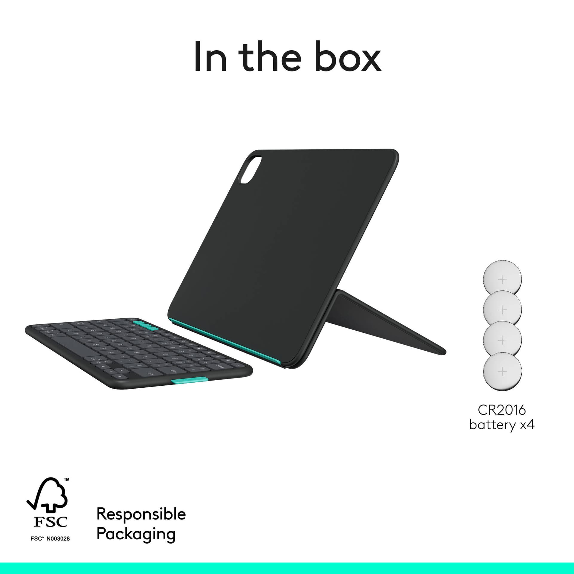 Logitech Flip Folio for iPad Air and iPad Pro 11-inch in Graphite with stowable keyboard