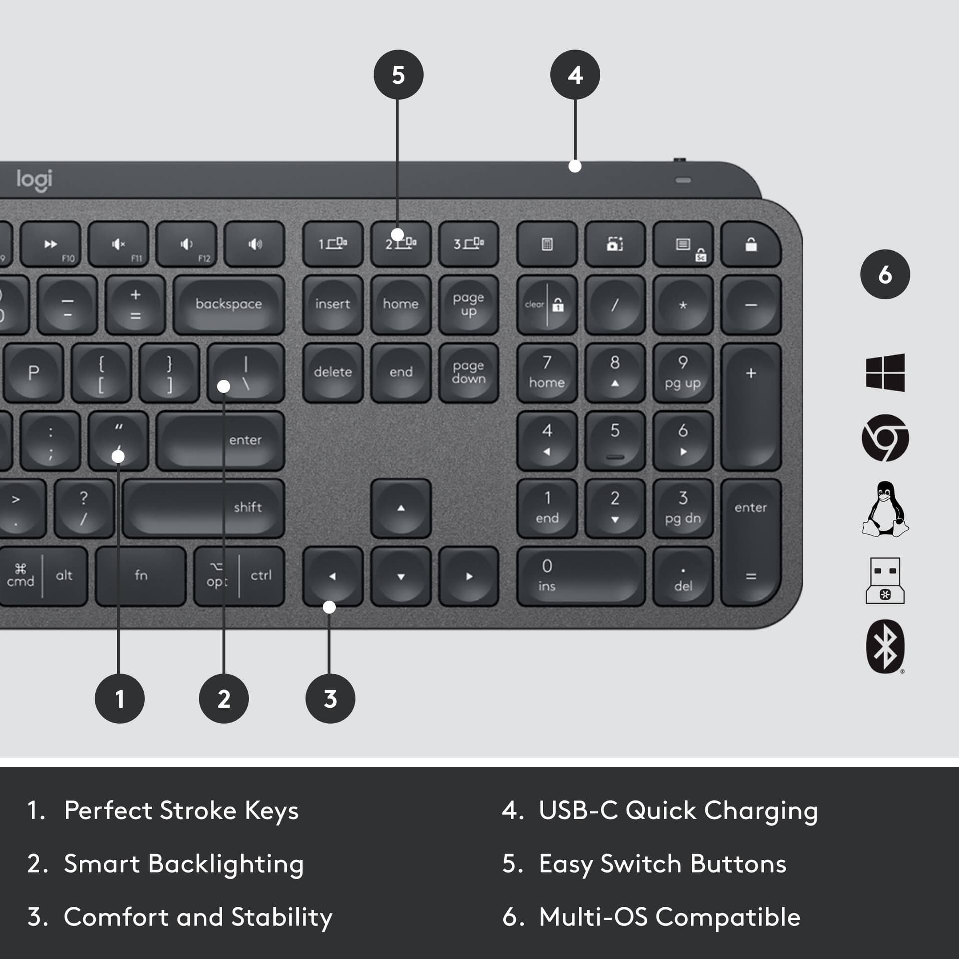 Logitech MX Keys for Business BOLT wireless keyboard in graphite