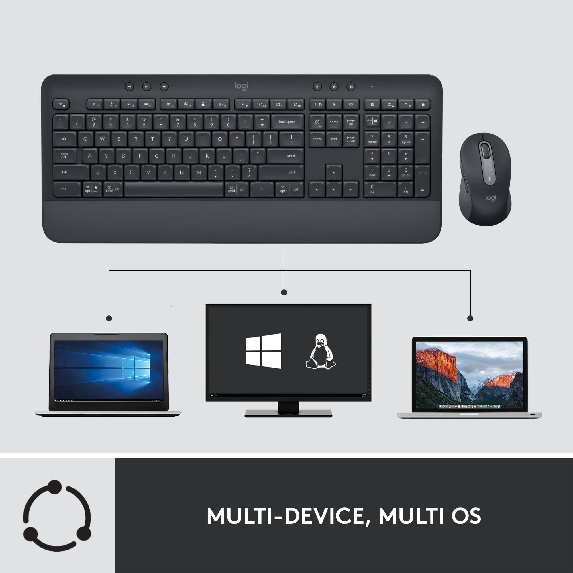 Logitech MK650 Combo B2B Graphite wireless keyboard and mouse set for business desktops