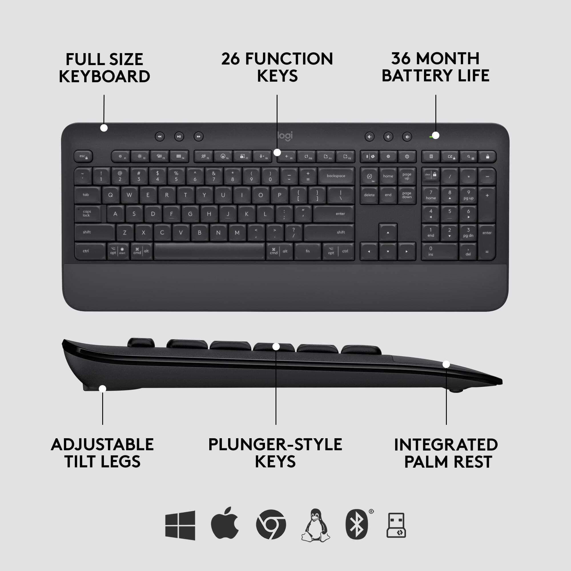 Logitech MK650 Combo B2B Graphite wireless keyboard and mouse set for business desktops