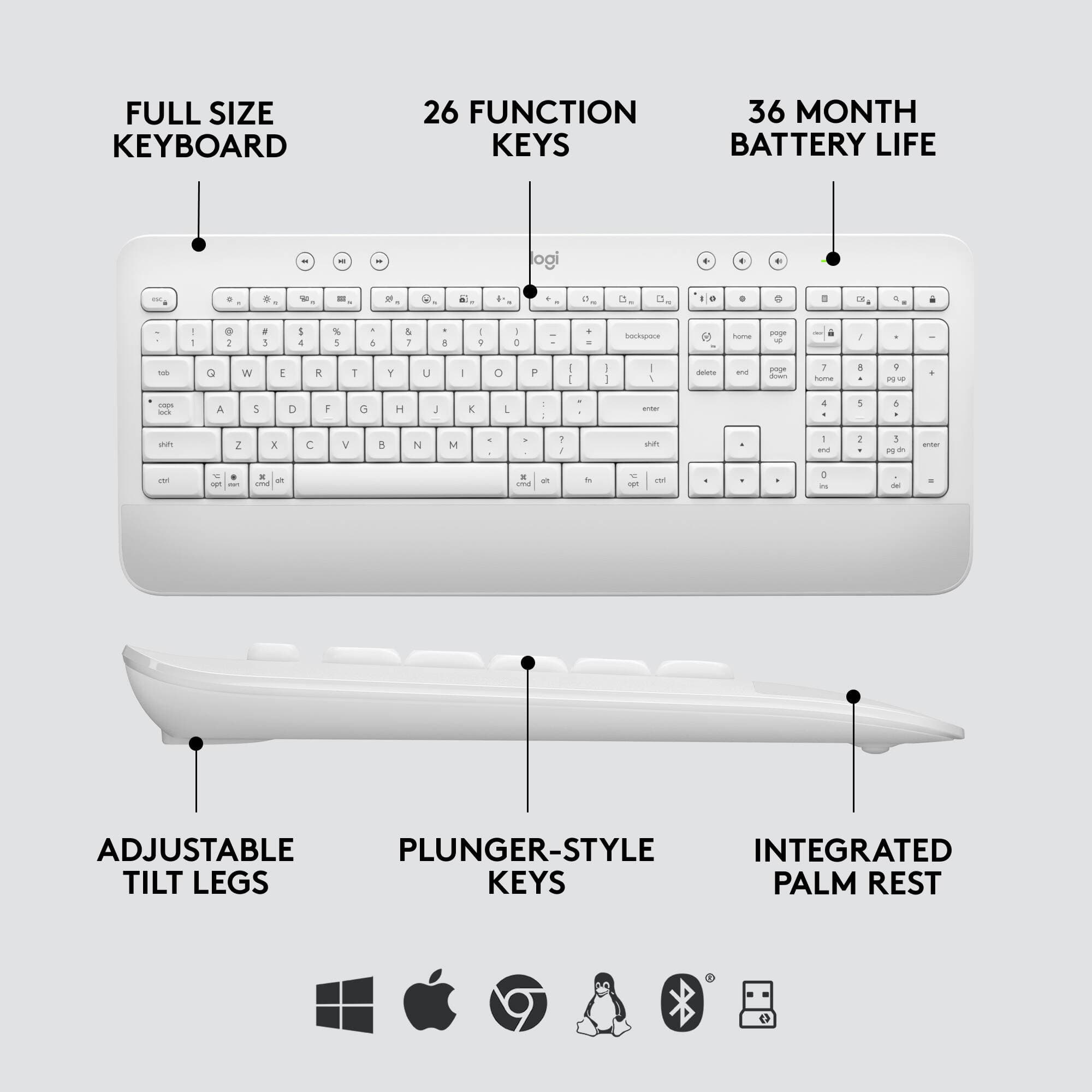 Logitech MK650 Combo B2B wireless keyboard and mouse in off white for business use