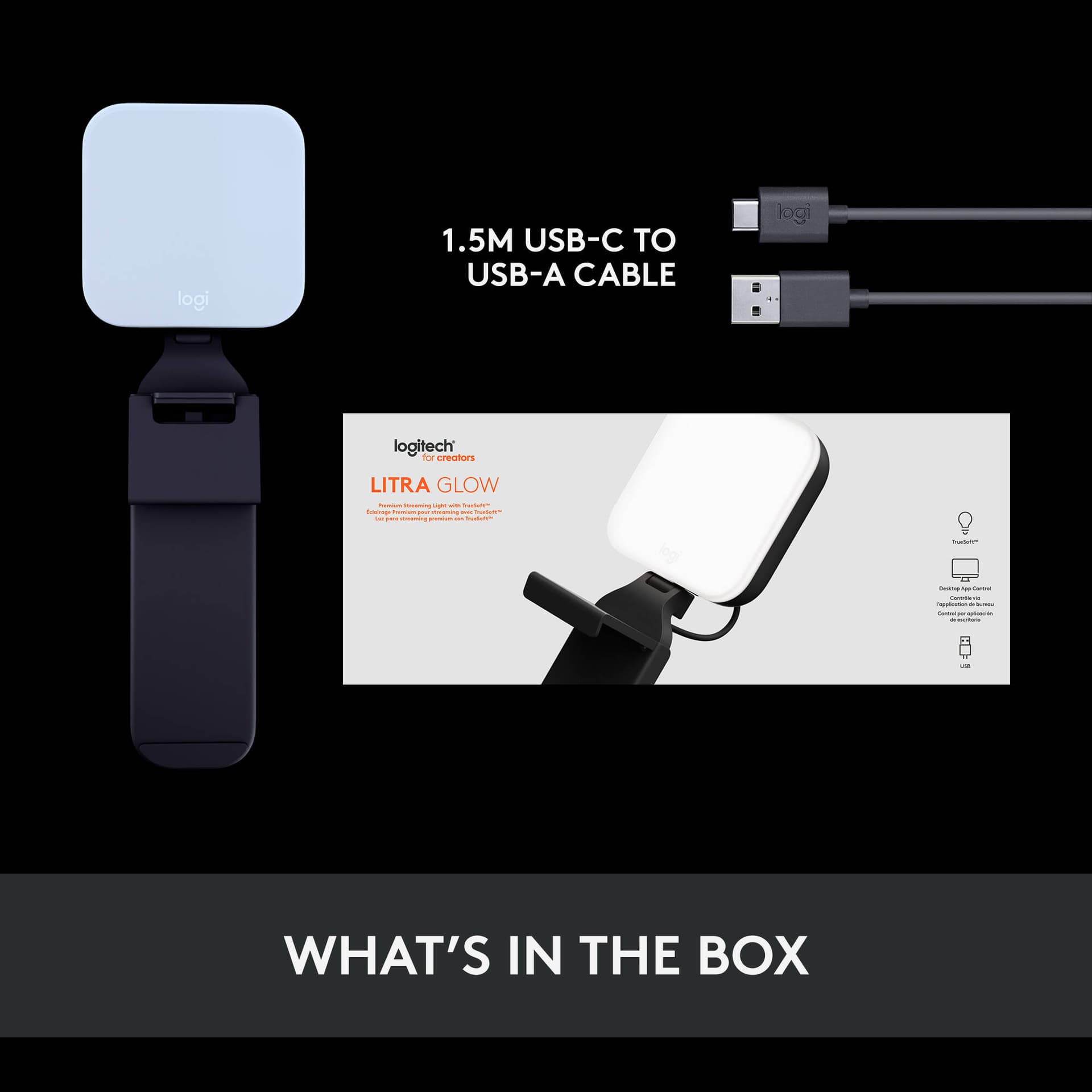 Logitech Litra Glow streaming light for video calls and livestreaming on a desktop setup