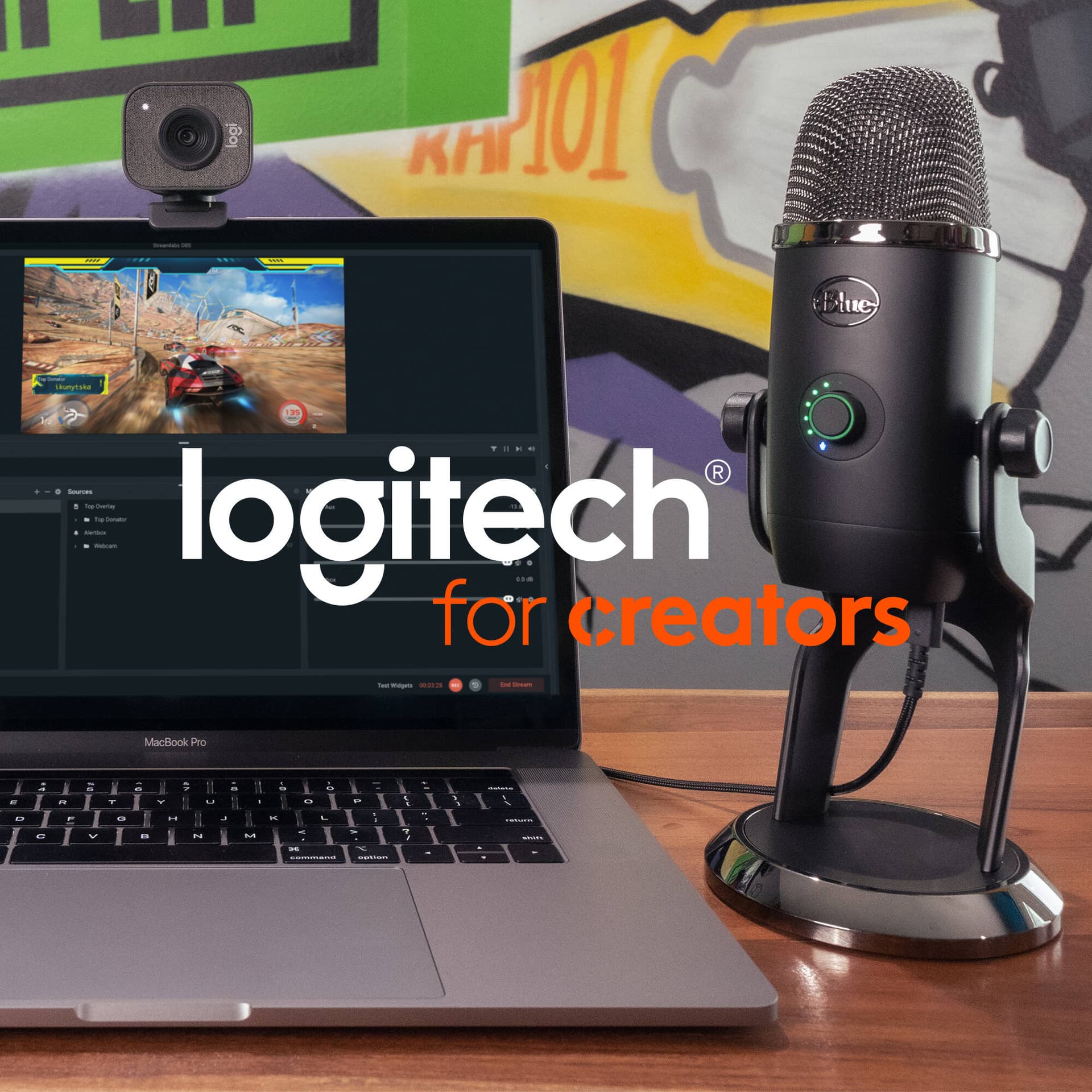 Logitech Litra Glow streaming light for video calls and livestreaming on a desktop setup