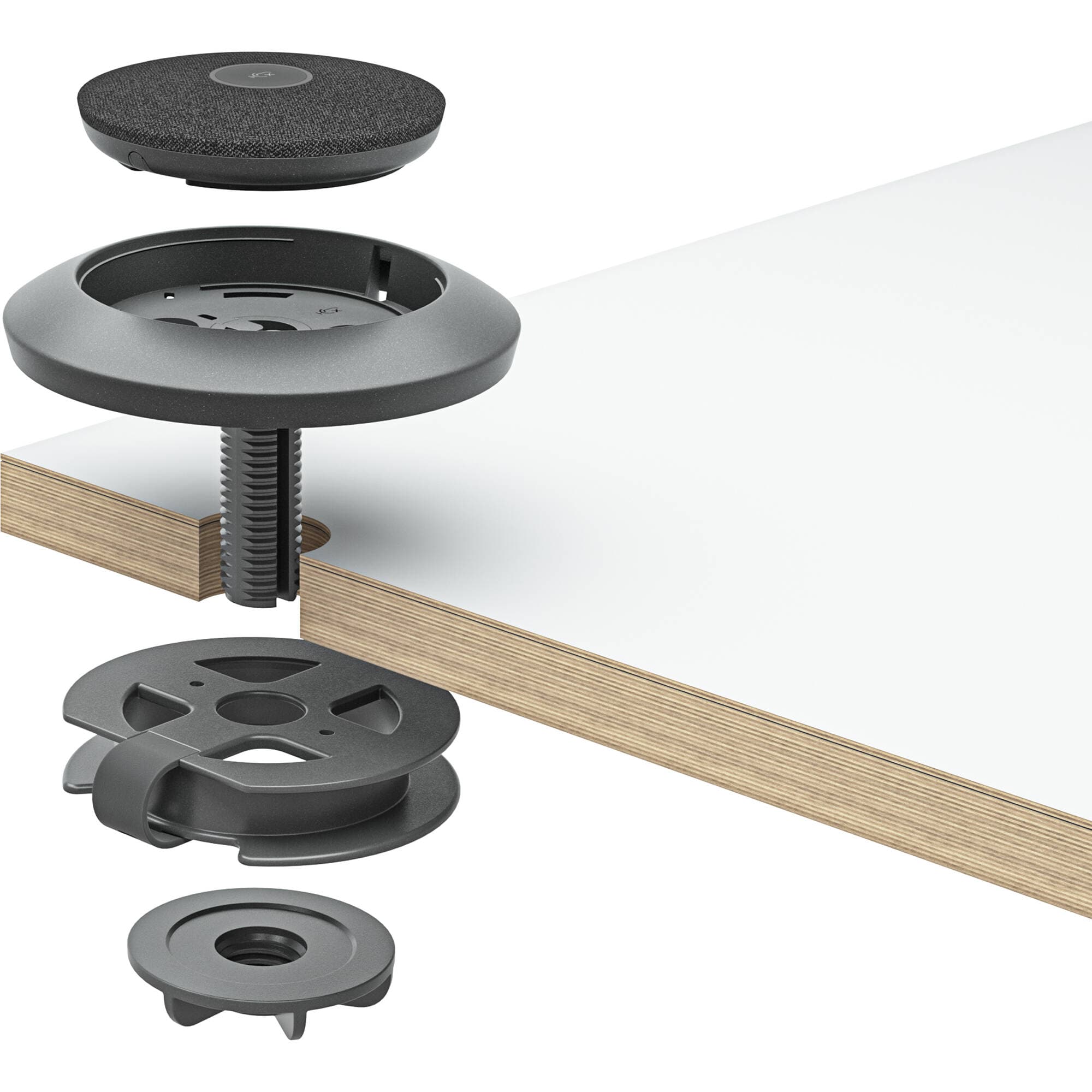 Logitech Rally Mic Pod table mount in graphite for conference room deployment