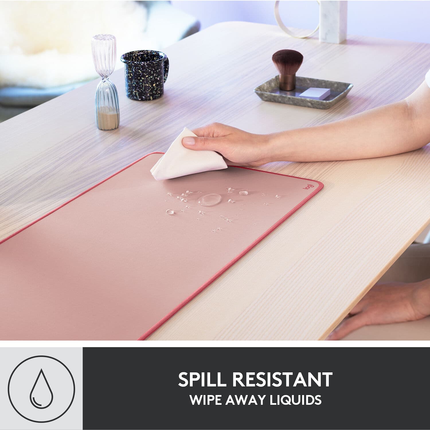 Logitech Desk Mat Studio Series dark desk mat for keyboard and mouse workspace protection