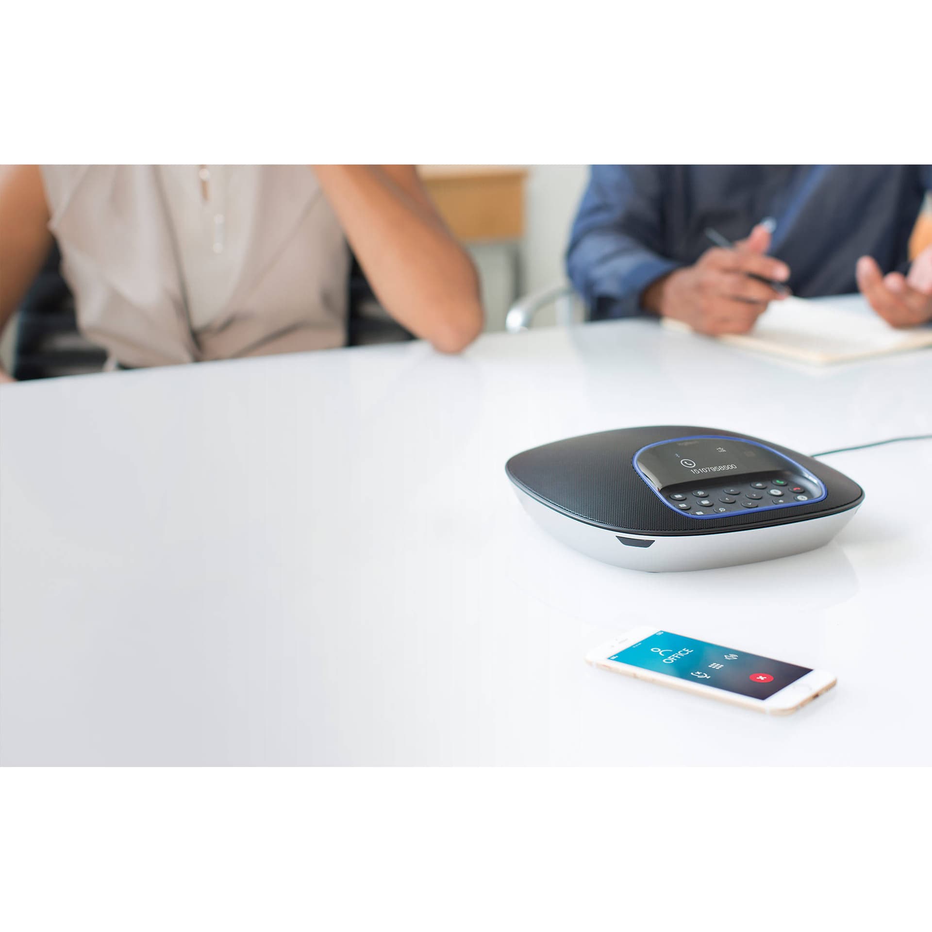 Logitech GROUP video conference system with two extended microphones for conference rooms
