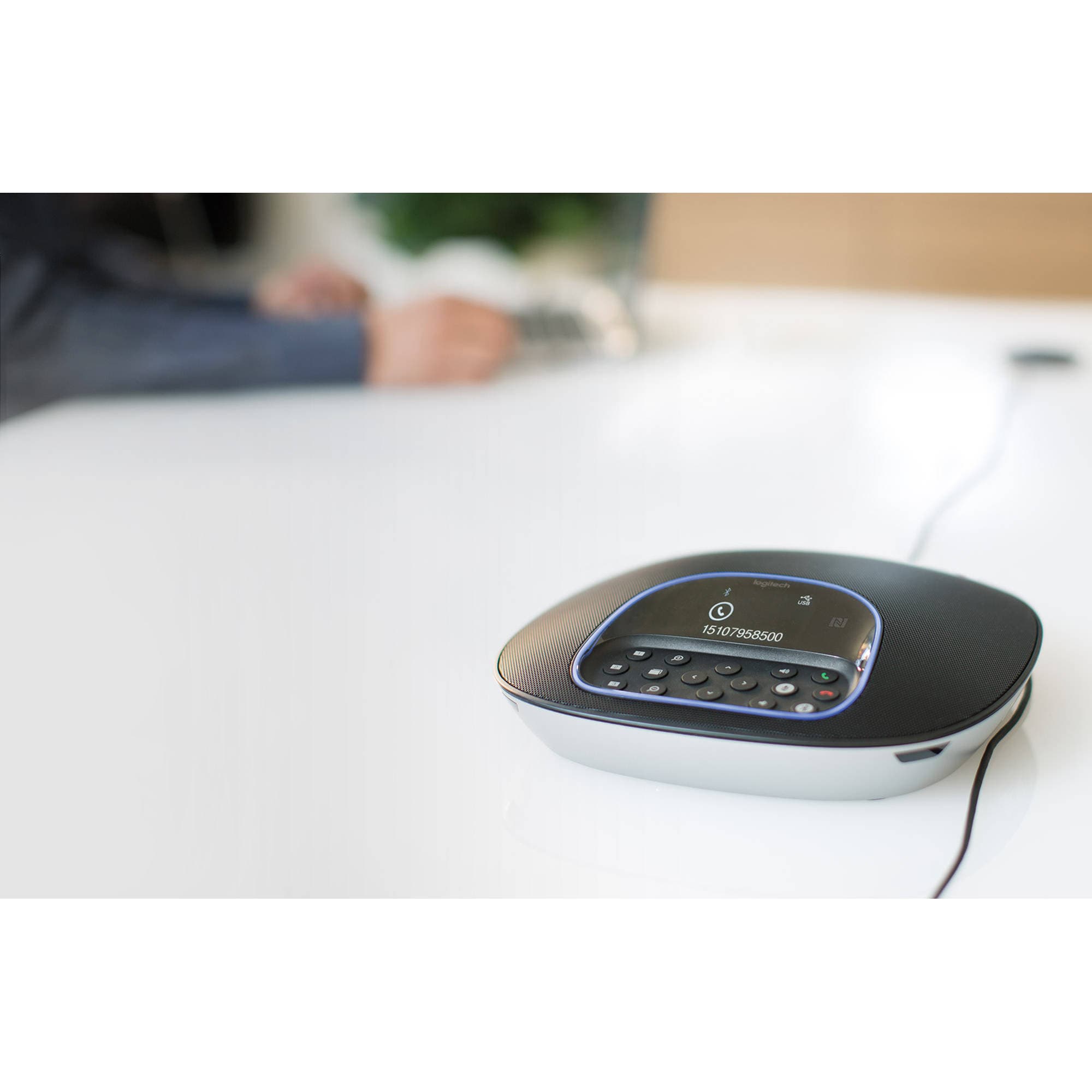 Logitech GROUP video conference system with two extended microphones for conference rooms