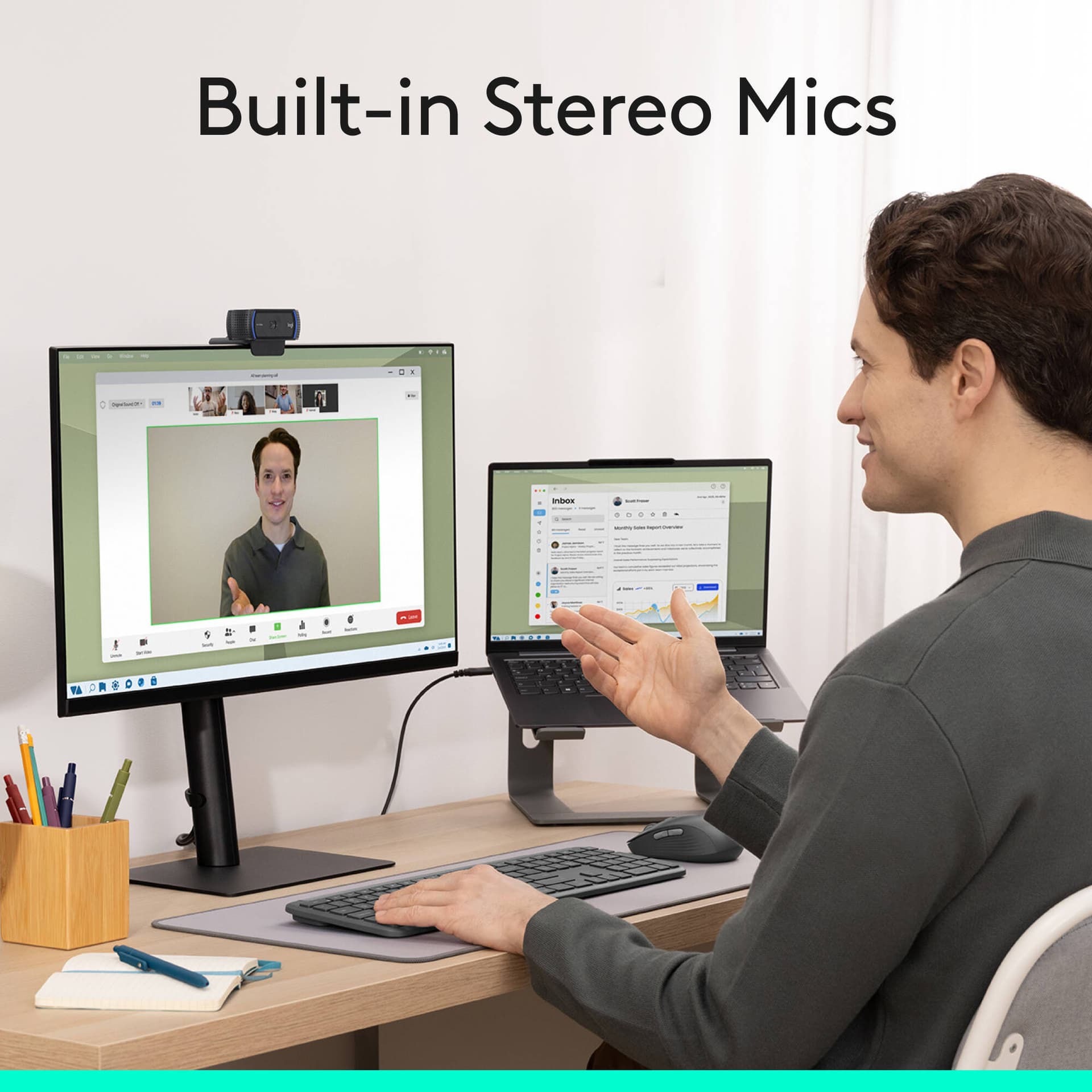 Logitech Pro HD Webcam C920S with 1080P video, dual microphones, and privacy shutter