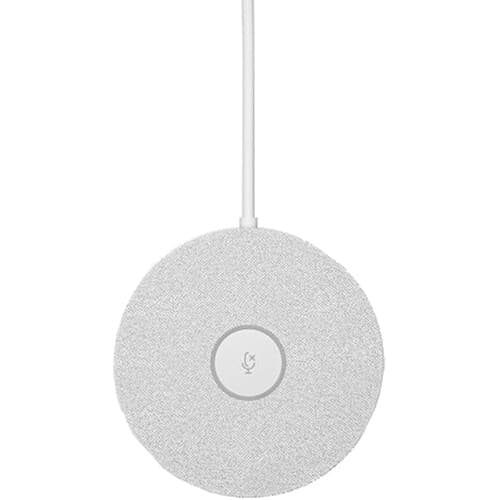 Logitech Rally conference camera system with white mic pods for conference rooms