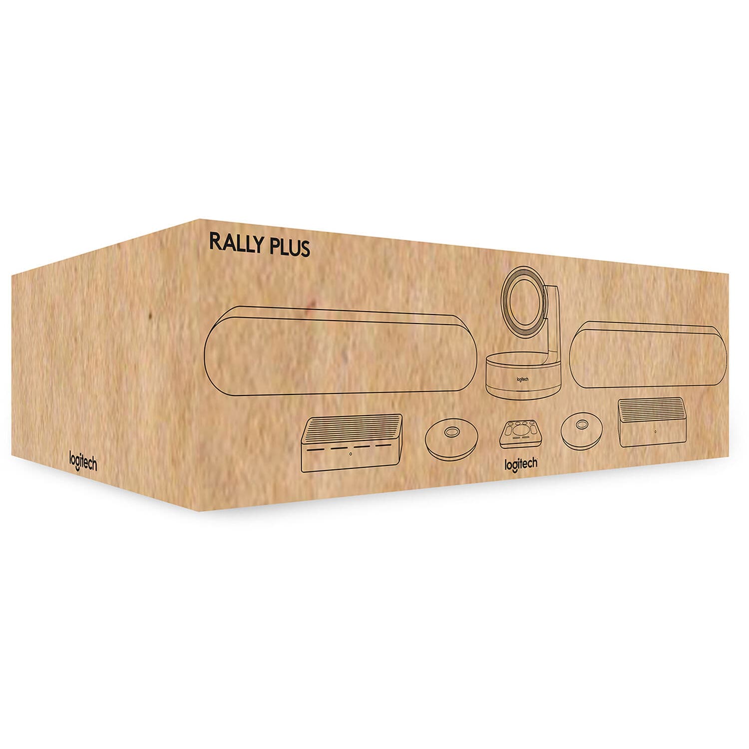 Logitech Rally Plus conference system with white mic pods for large meeting rooms