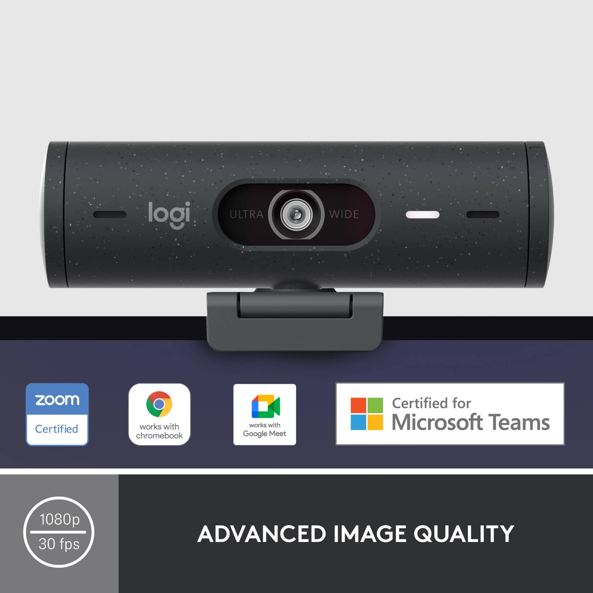 Logitech Brio 500 graphite 1080p webcam for video conferencing
