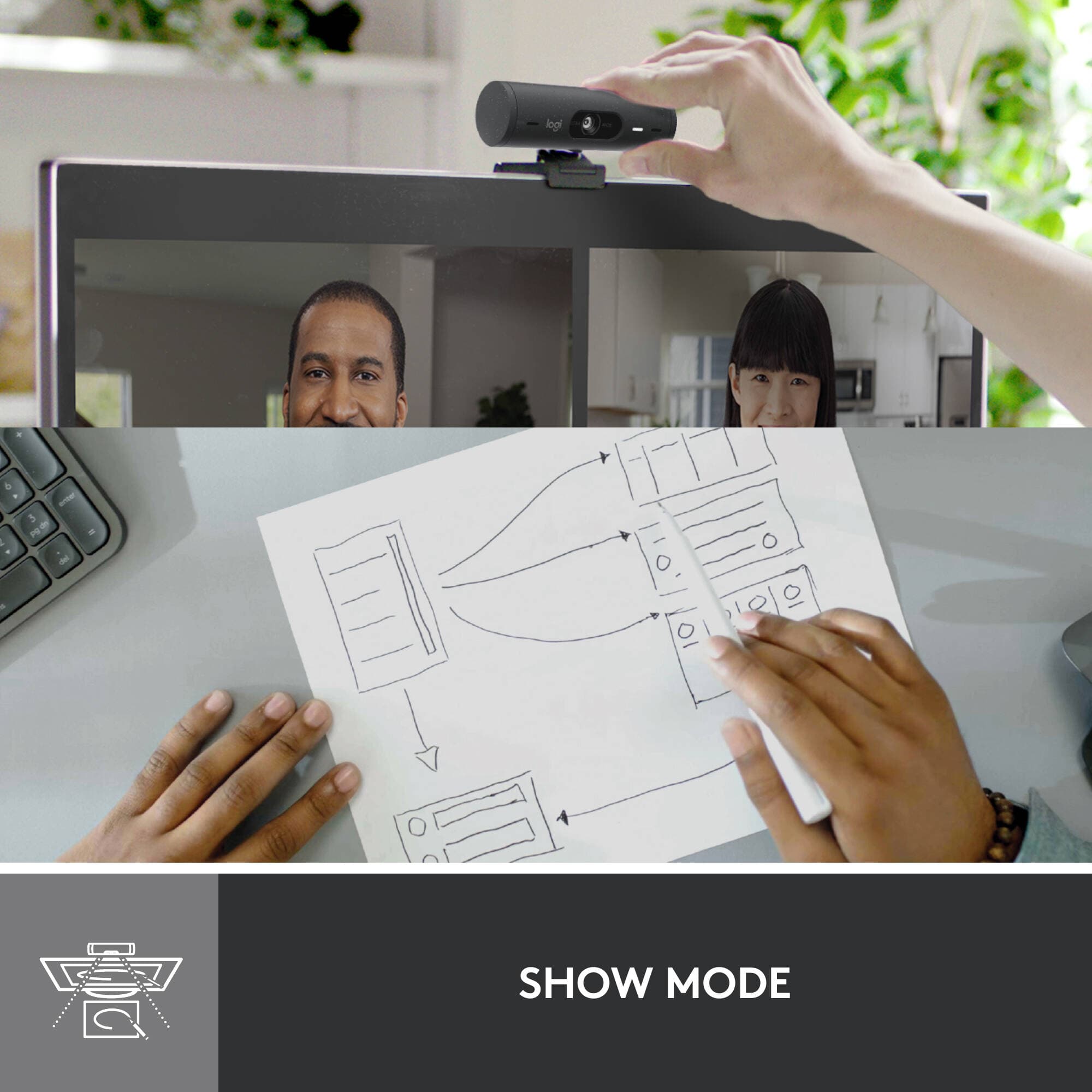 Logitech Brio 500 graphite 1080p webcam for video conferencing