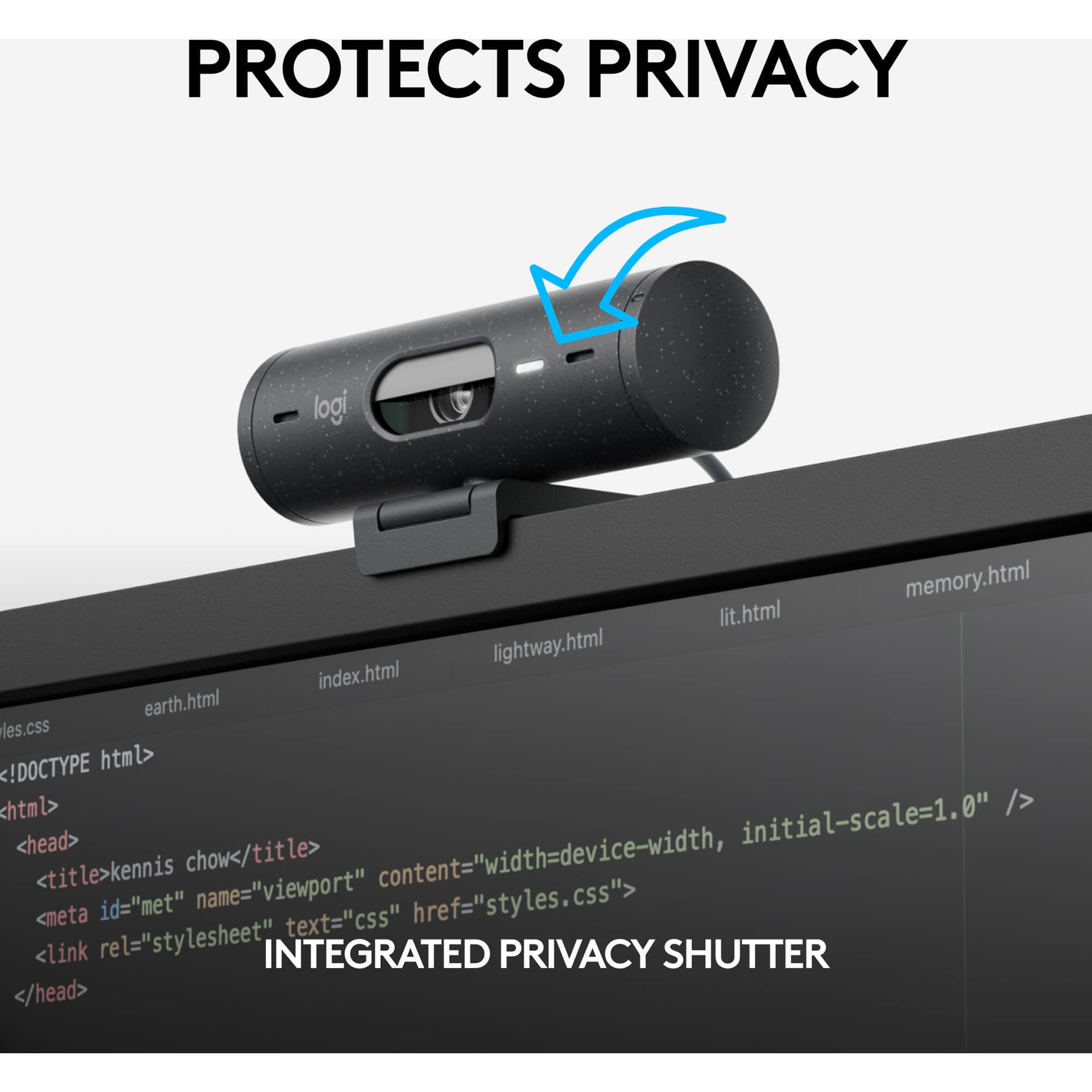 Logitech Brio 505 TAA-compliant graphite webcam for business video conferencing