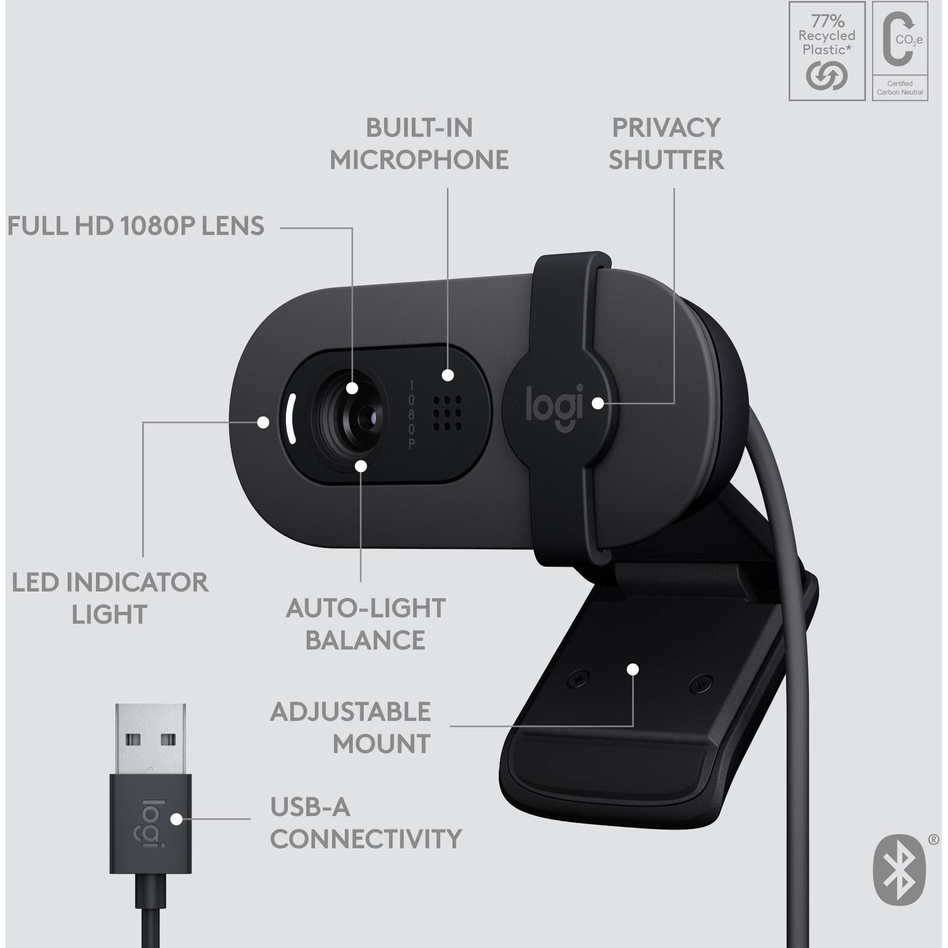 Logitech Brio 105 graphite Full HD 1080p business webcam for desktop video calls