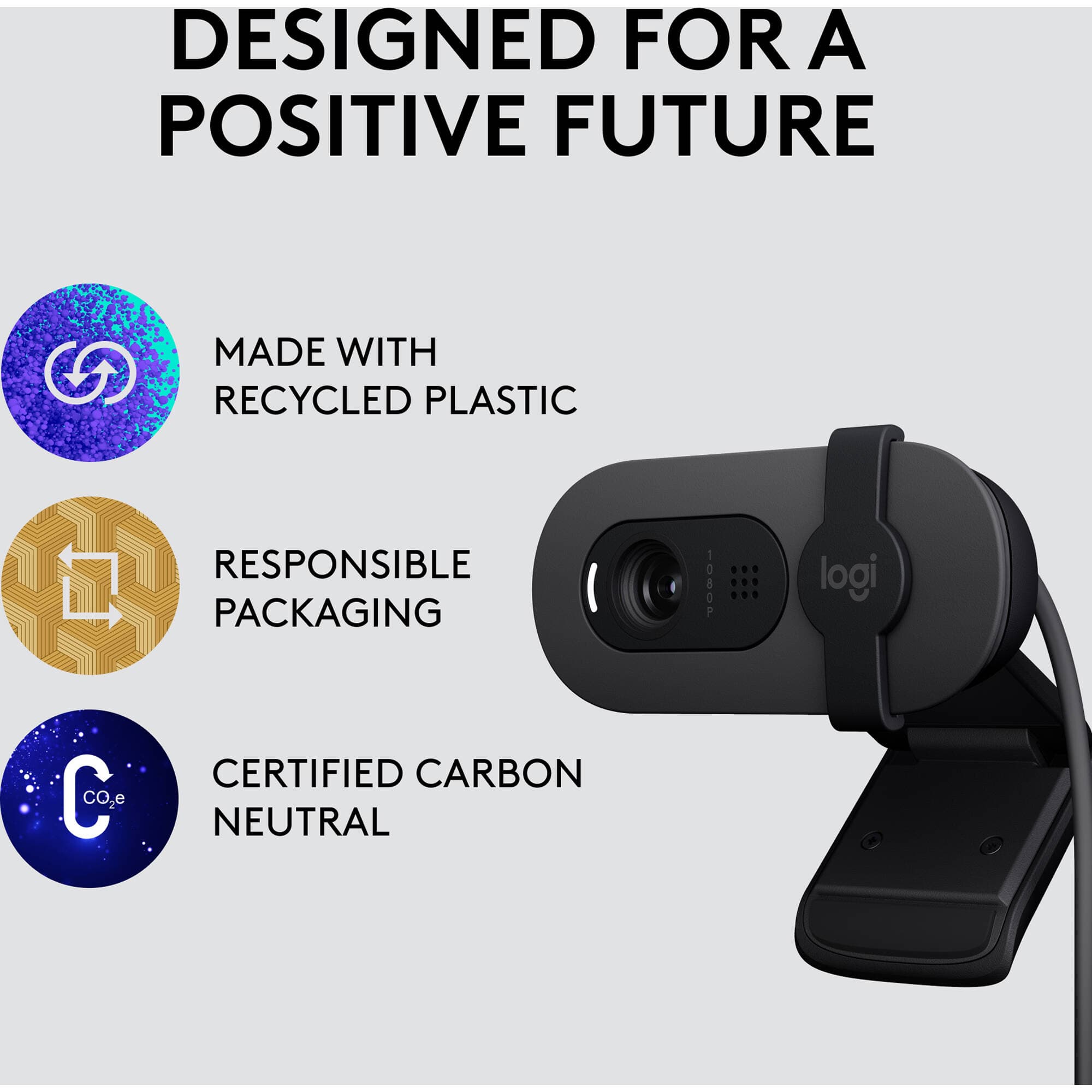 Logitech Brio 105 graphite webcam for 1080p business video calls