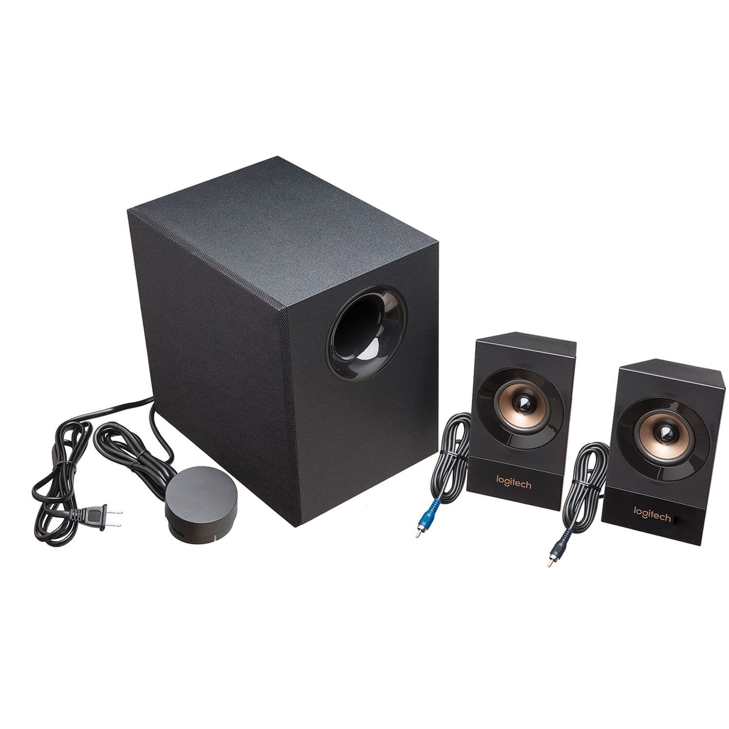 Logitech Z533 2.1 speaker system with front-facing subwoofer and control pod
