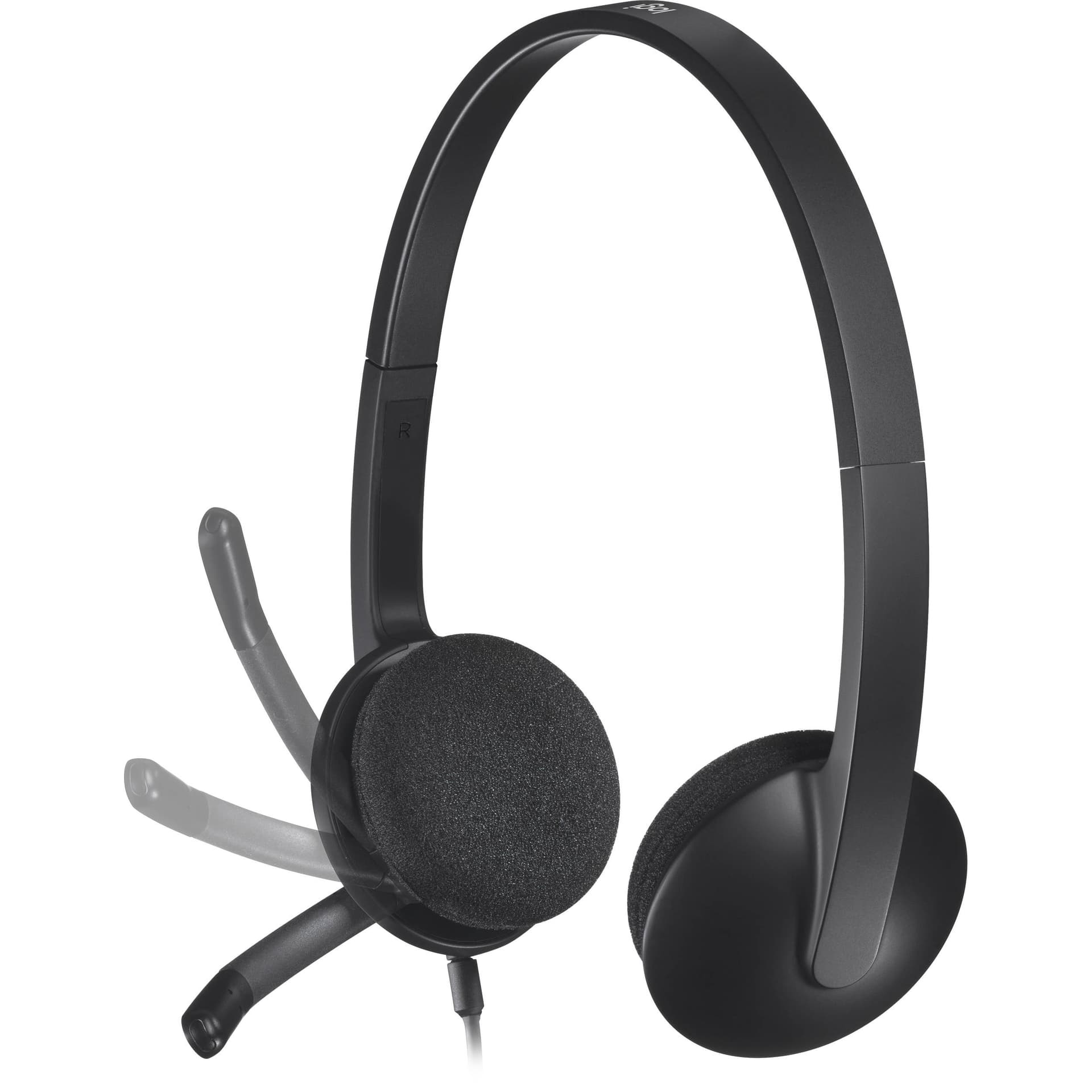 Logitech H340 USB wired headset with stereo sound and boom microphone