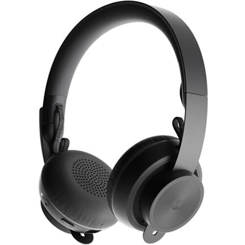 Logitech Zone Wireless Plus wireless UC headset with charging base, black over-ear design