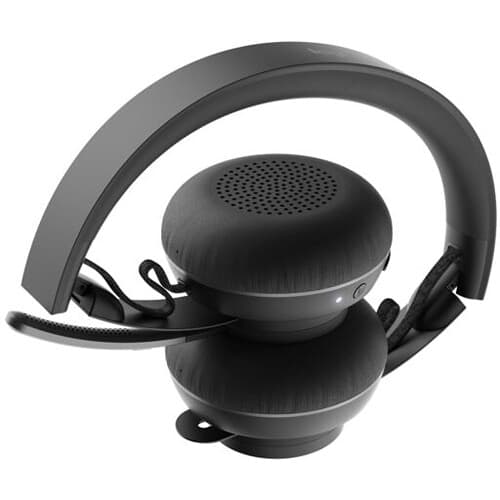 Logitech Zone Wireless Plus wireless UC headset with charging base, black over-ear design