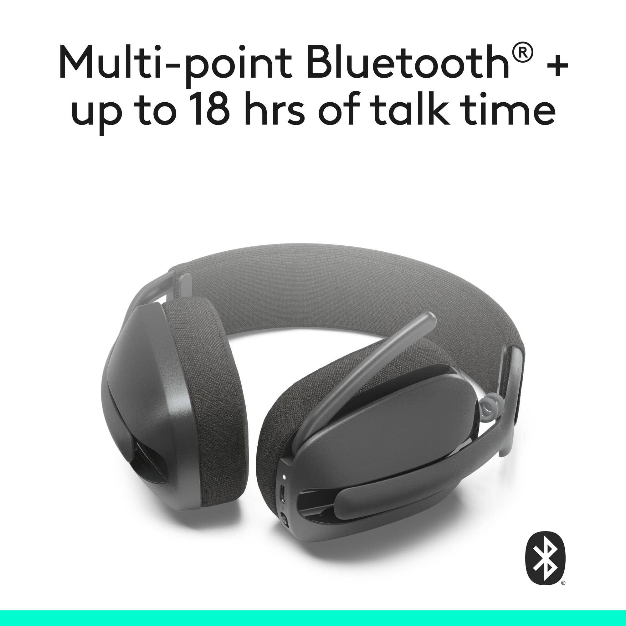 Logitech Zone Vibe 100 wireless headset in graphite with over-the-ear binaural design