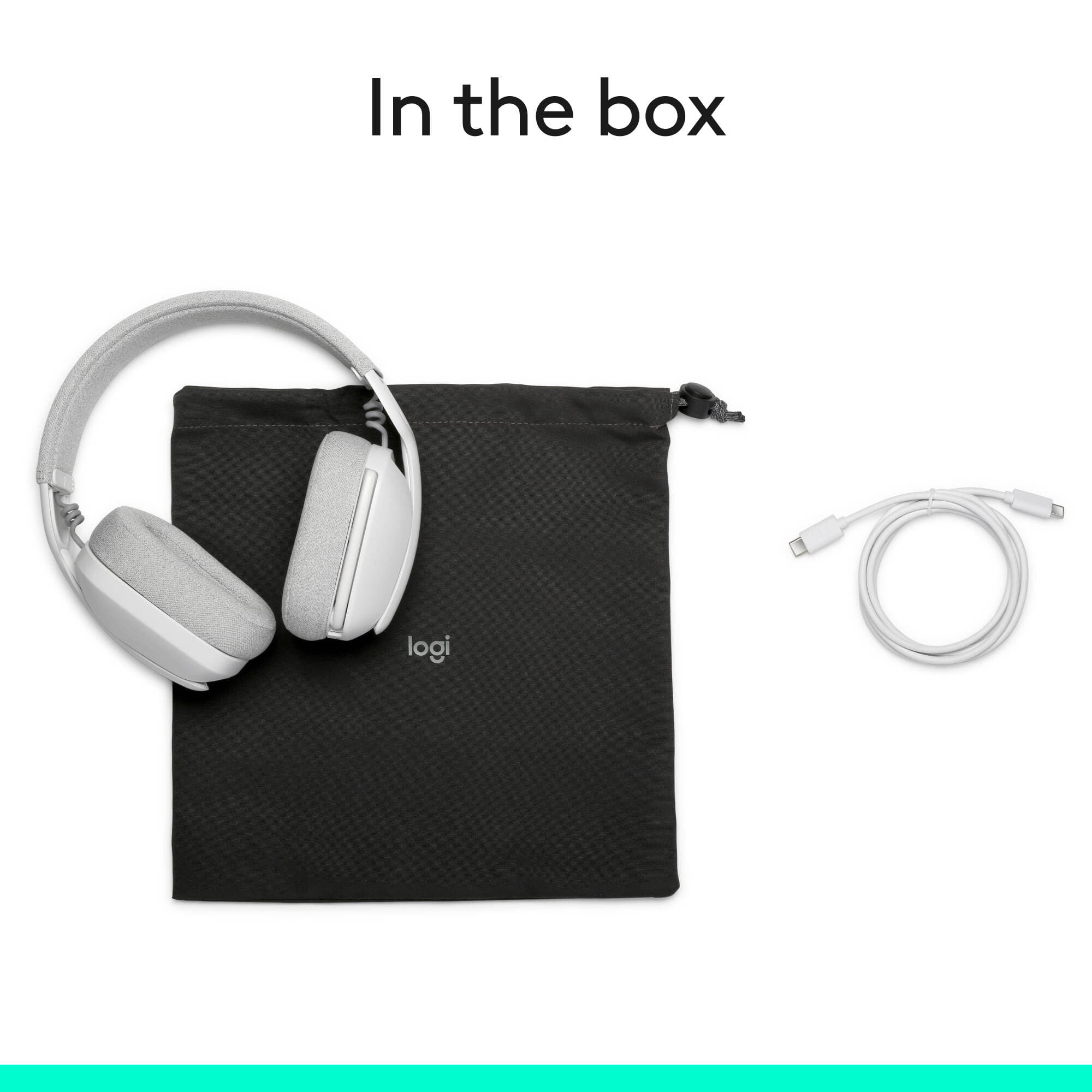 Logitech Zone Vibe 100 wireless headset in Off White with boom microphone