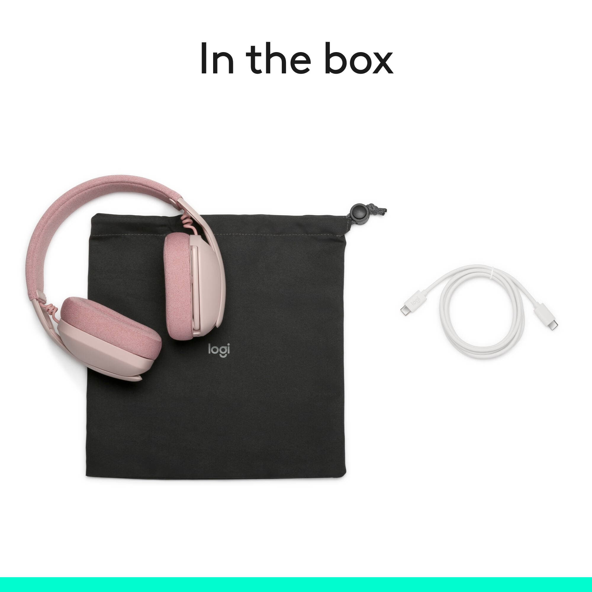 Logitech Zone Vibe 100 wireless headset in Rose with boom microphone
