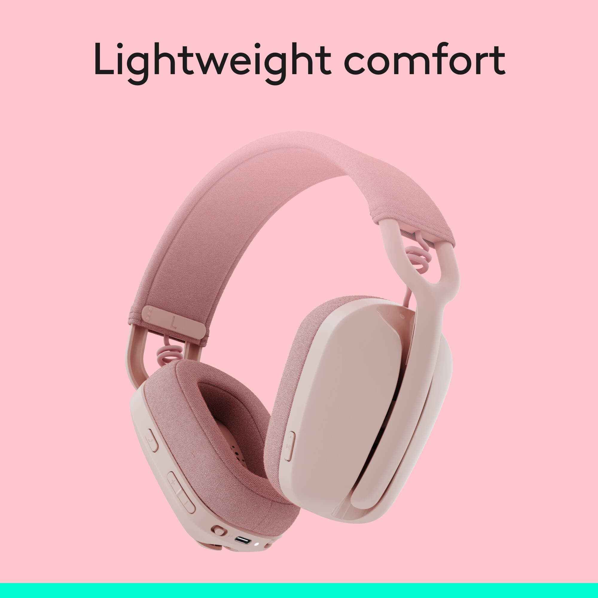 Logitech Zone Vibe 100 wireless headset in Rose with boom microphone