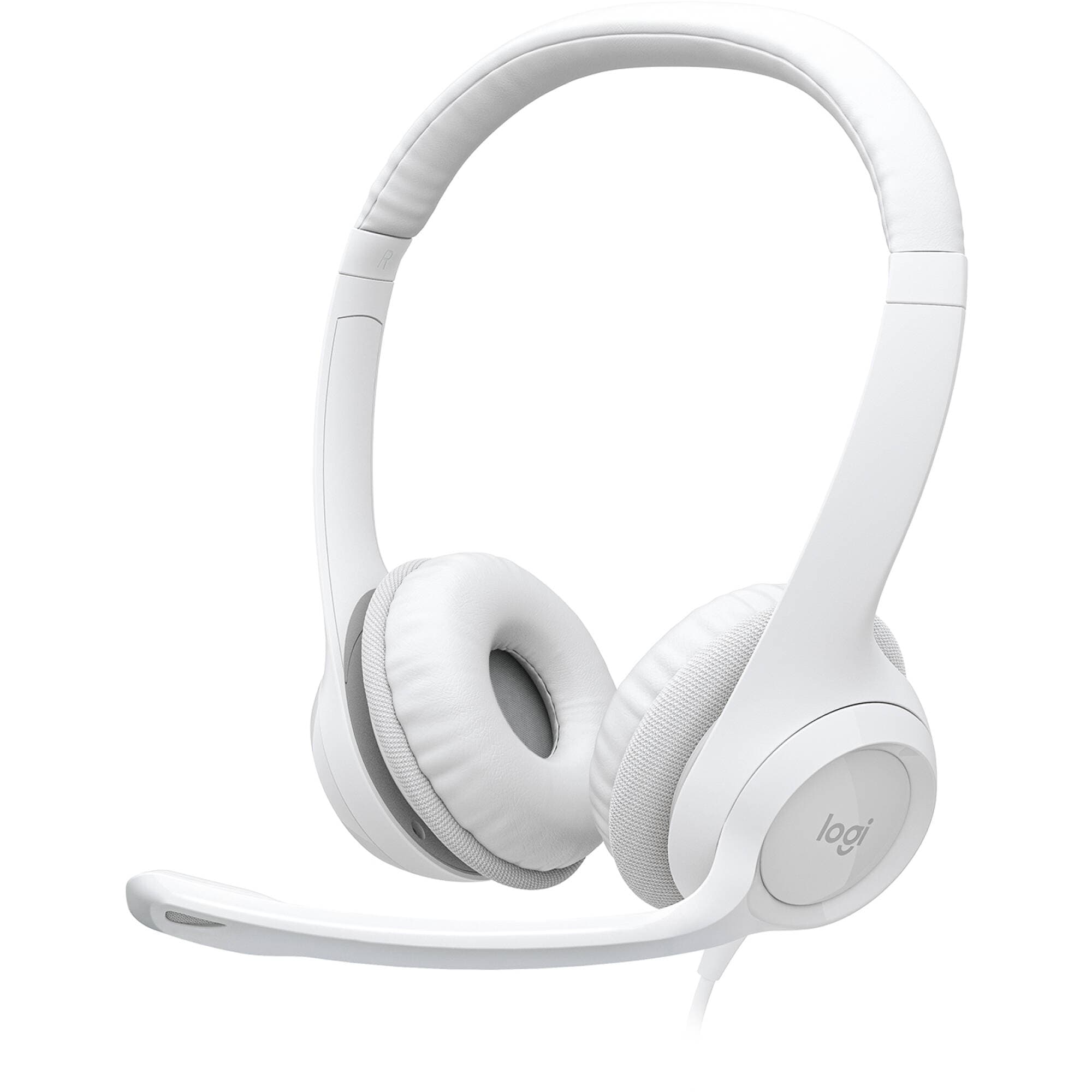 Logitech H390 USB Computer Headset White | Wired USB, Noise Canceling