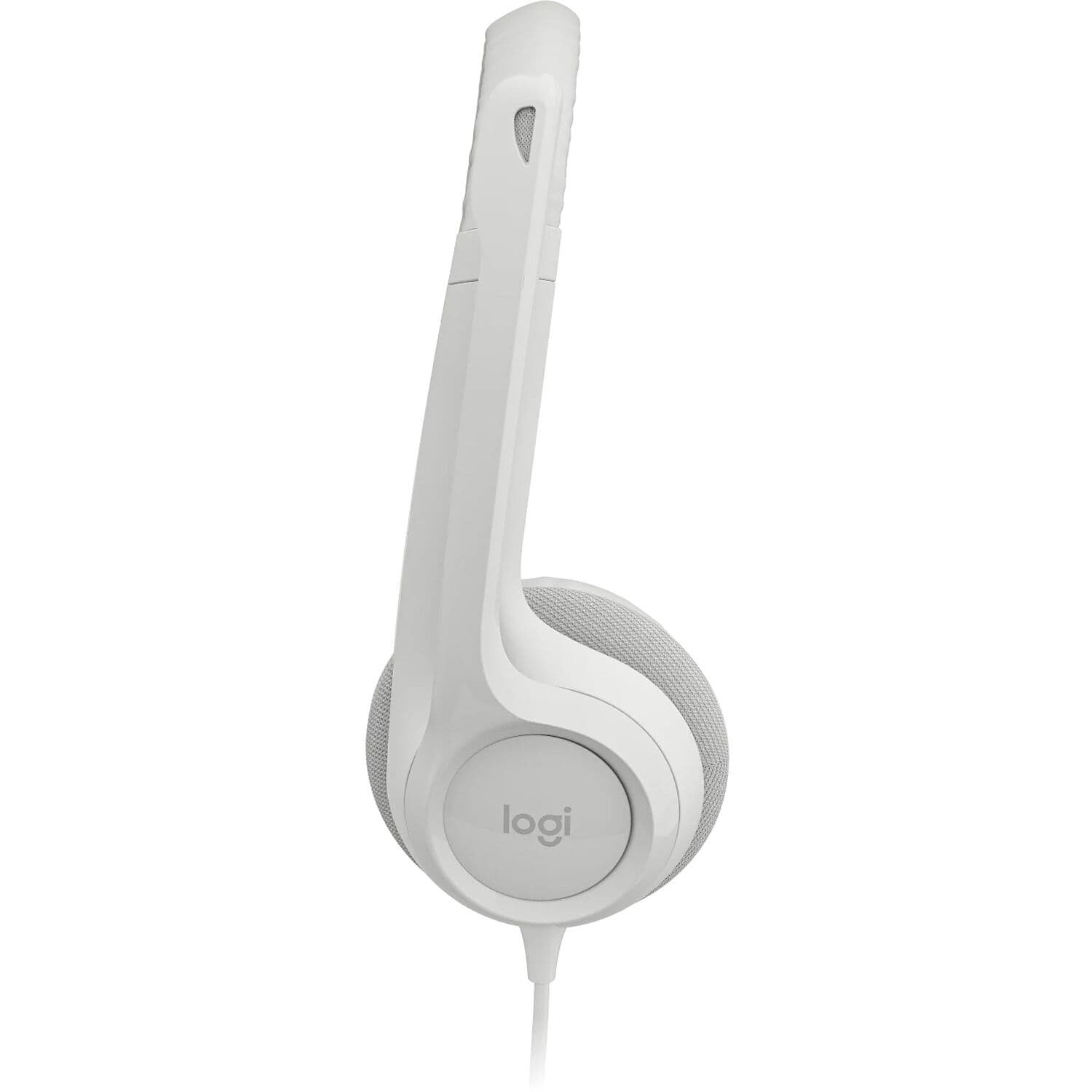Logitech H390 white USB wired computer headset with over-ear design and boom microphone