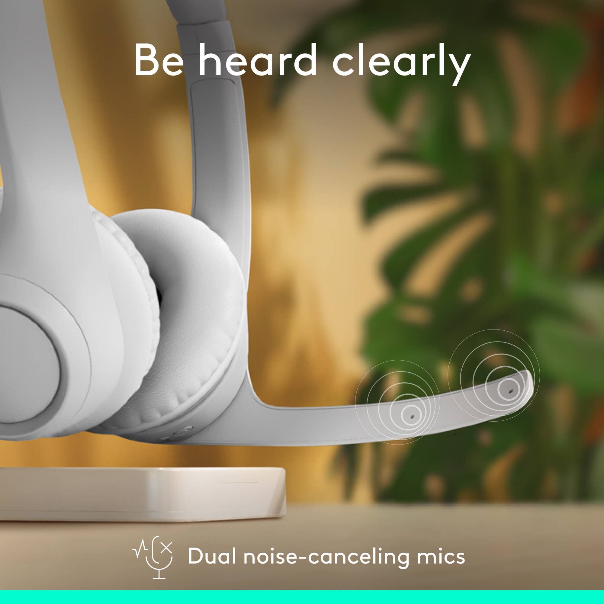 Logitech Zone 300 Wireless Headset in Off White with Bluetooth connectivity and boom microphone