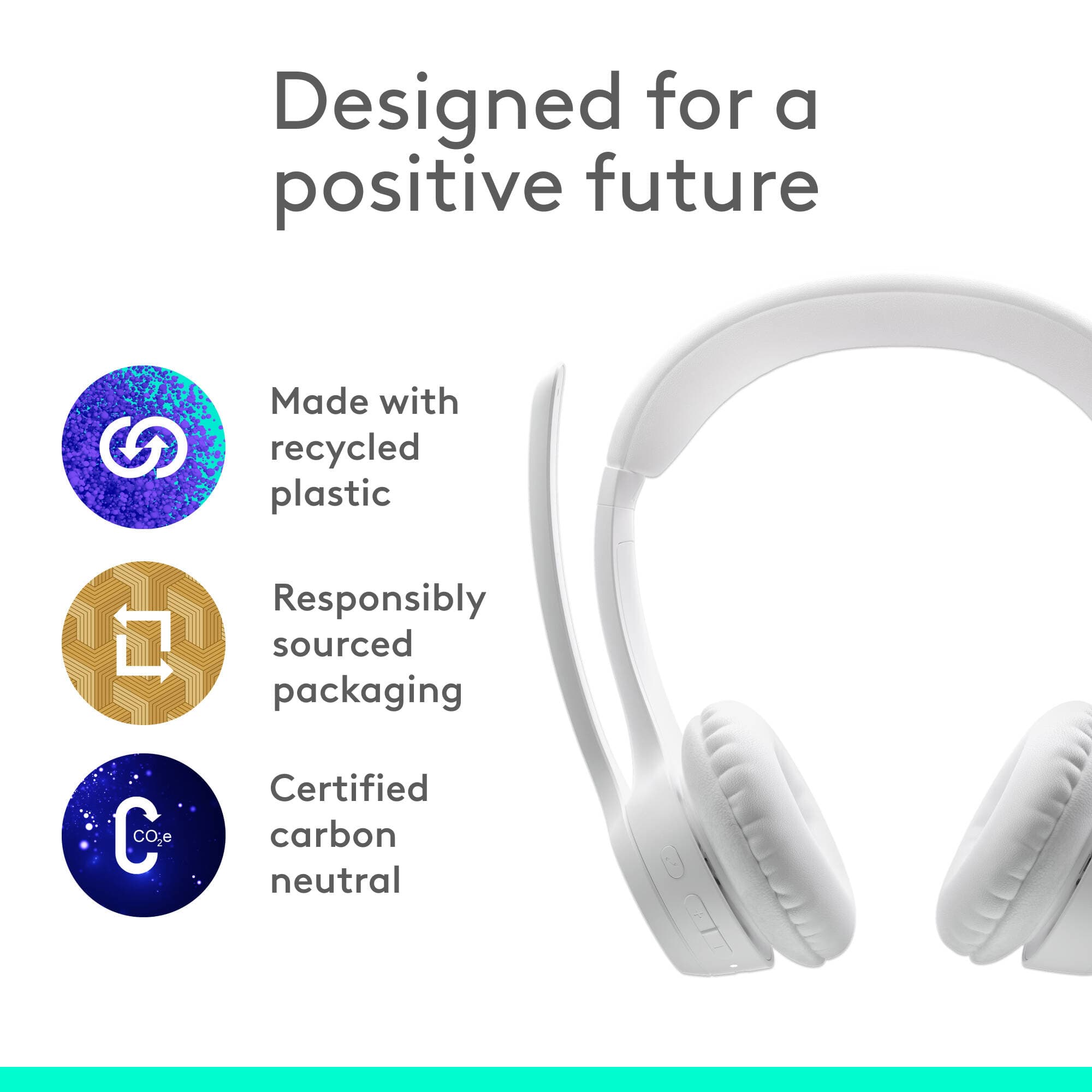 Logitech Zone 300 Wireless Headset in Off White with Bluetooth connectivity and boom microphone