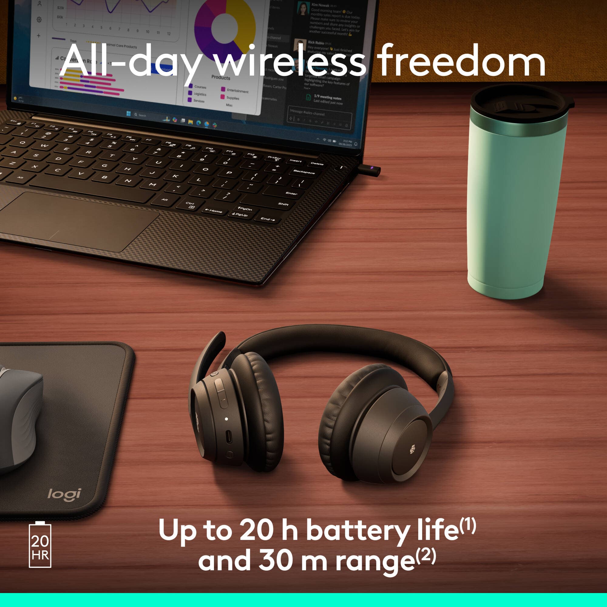 Logitech Zone 305 Teams wireless headset with USB dongle