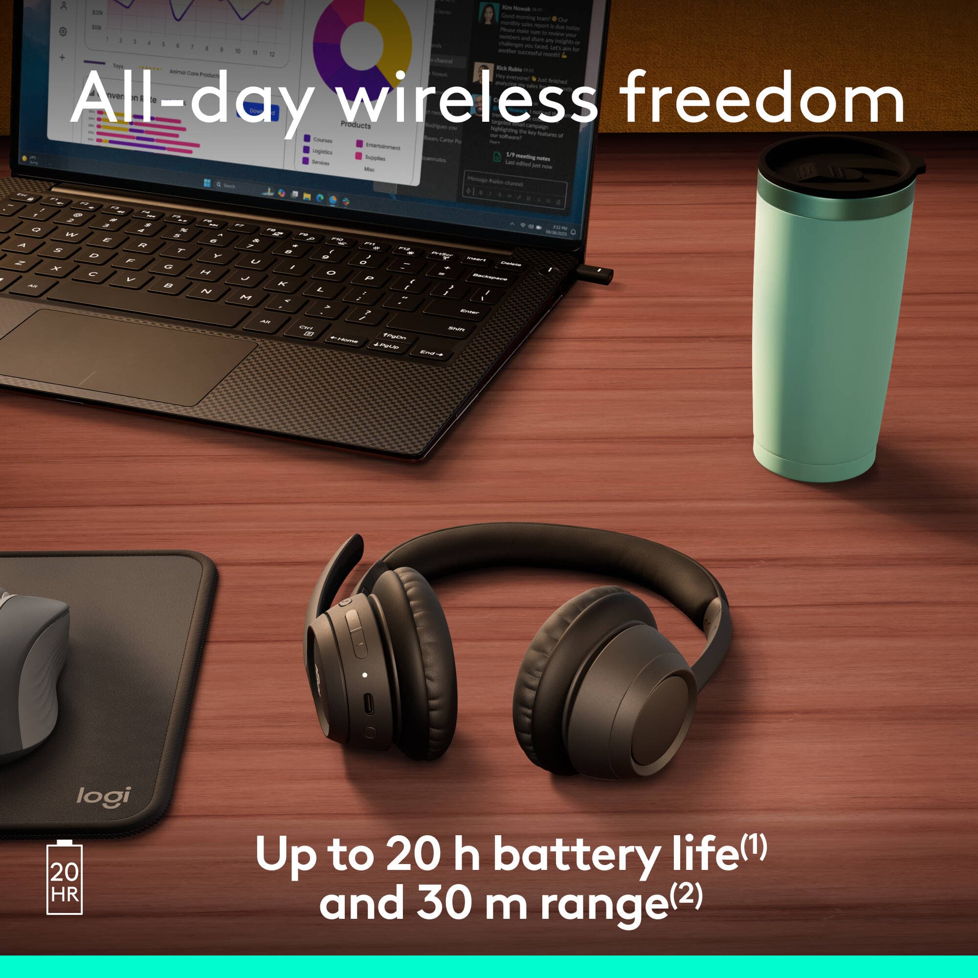 Logitech Zone 305 UC wireless headset with dongle for business calls