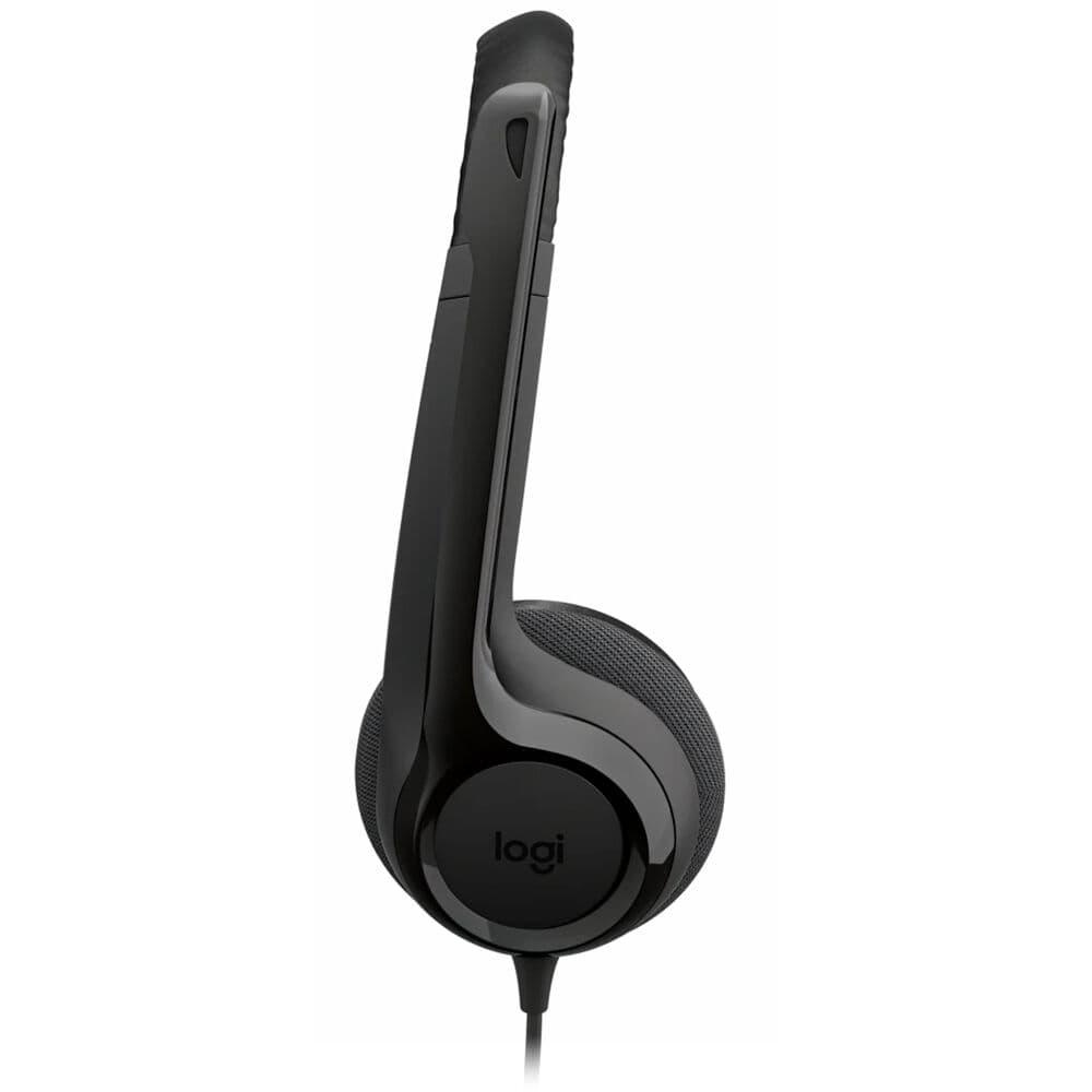 Logitech H390 USB-C wired computer headset in black with boom microphone